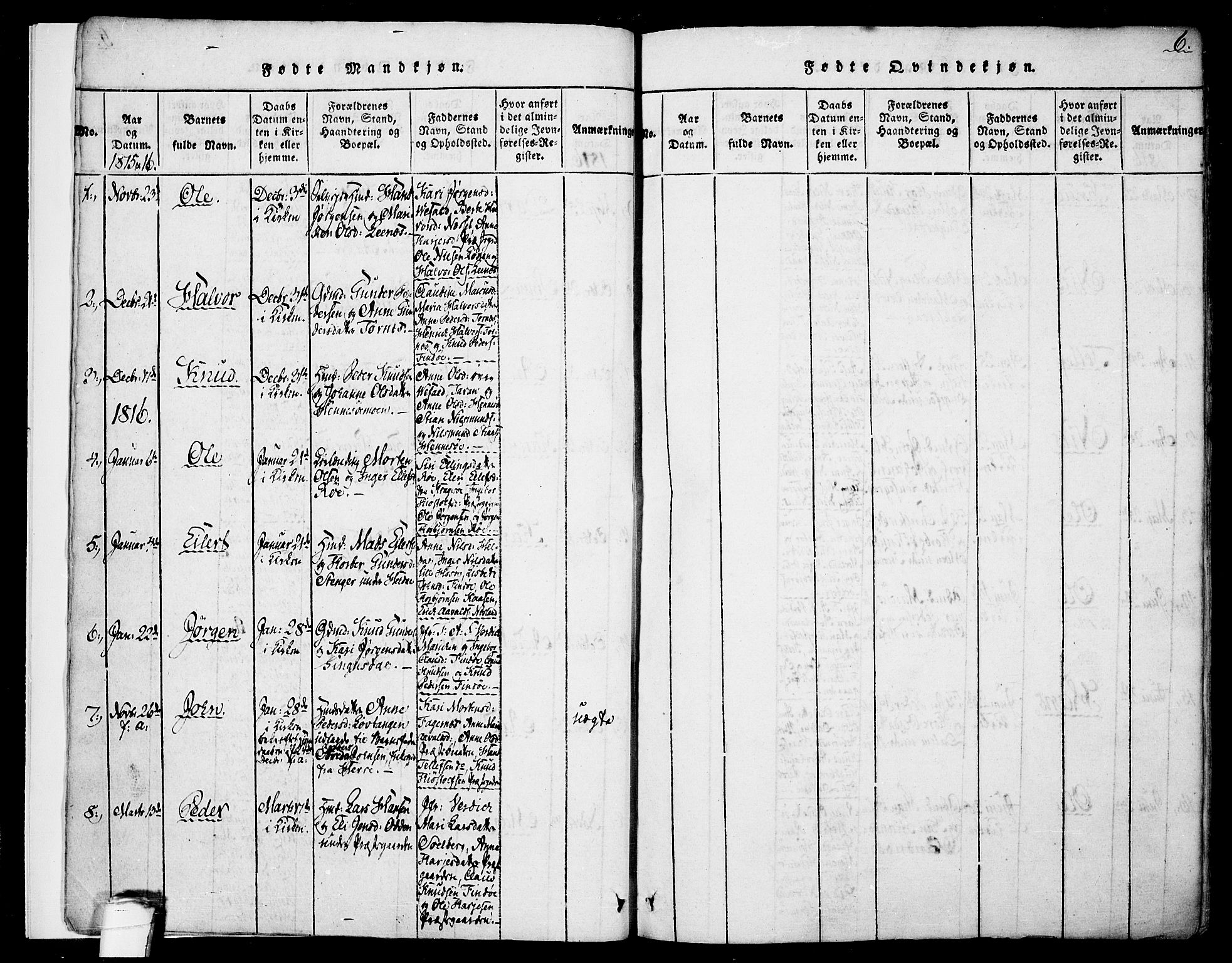 Drangedal kirkebøker, AV/SAKO-A-258/F/Fa/L0005: Parish register (official) no. 5 /1, 1814-1831, p. 6