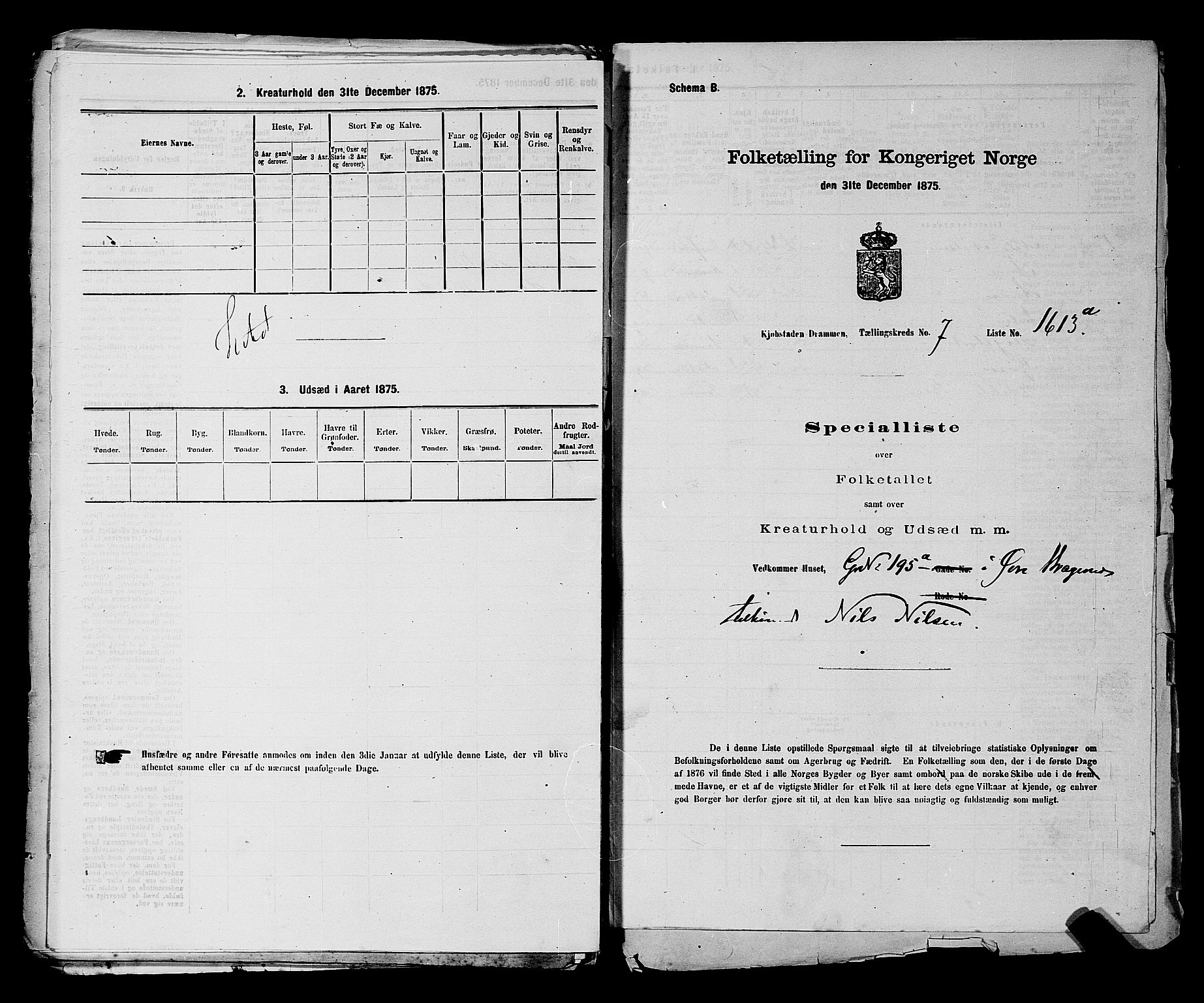 SAKO, 1875 census for 0602 Drammen, 1875, p. 668