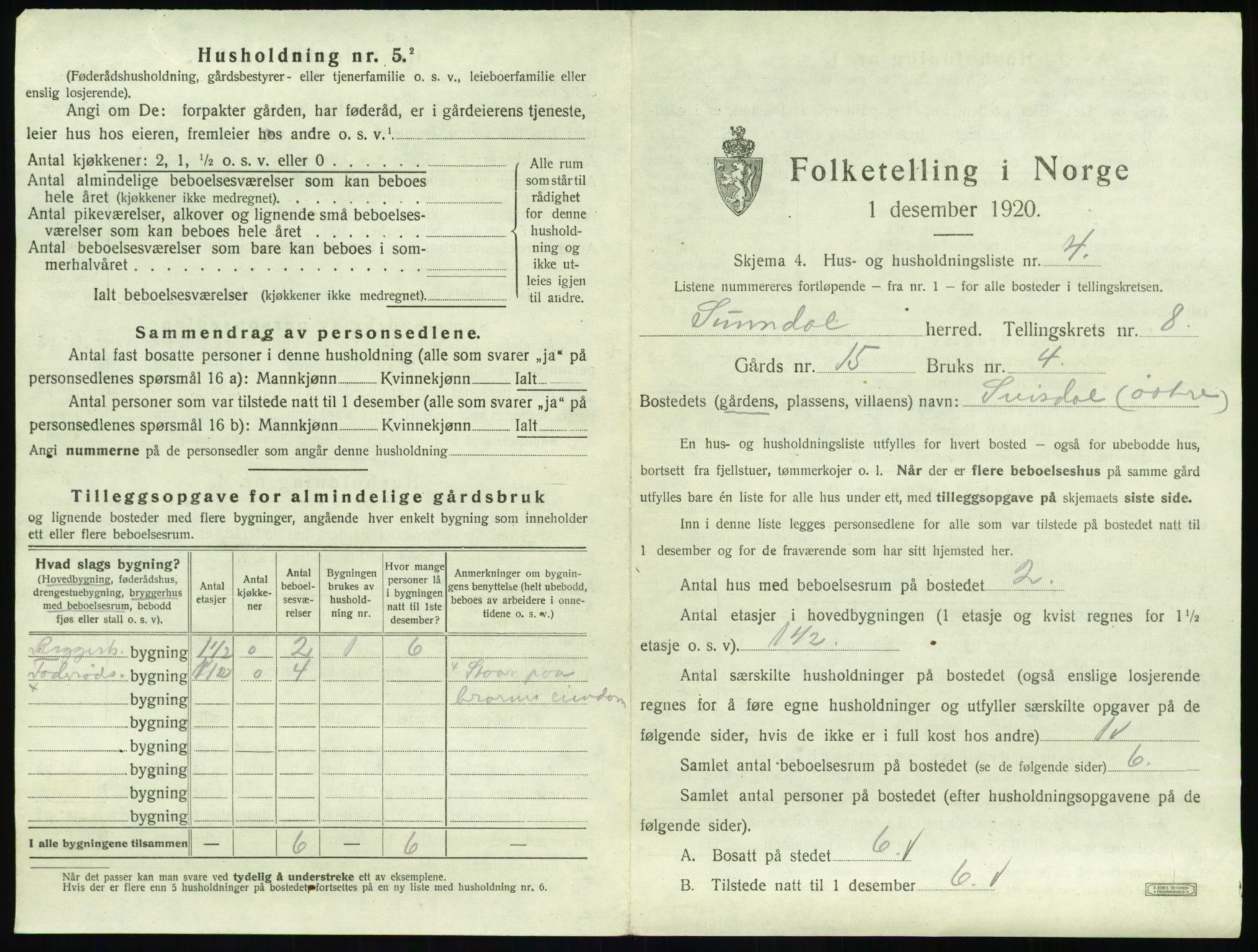 SAT, 1920 census for Sunndal, 1920, p. 742