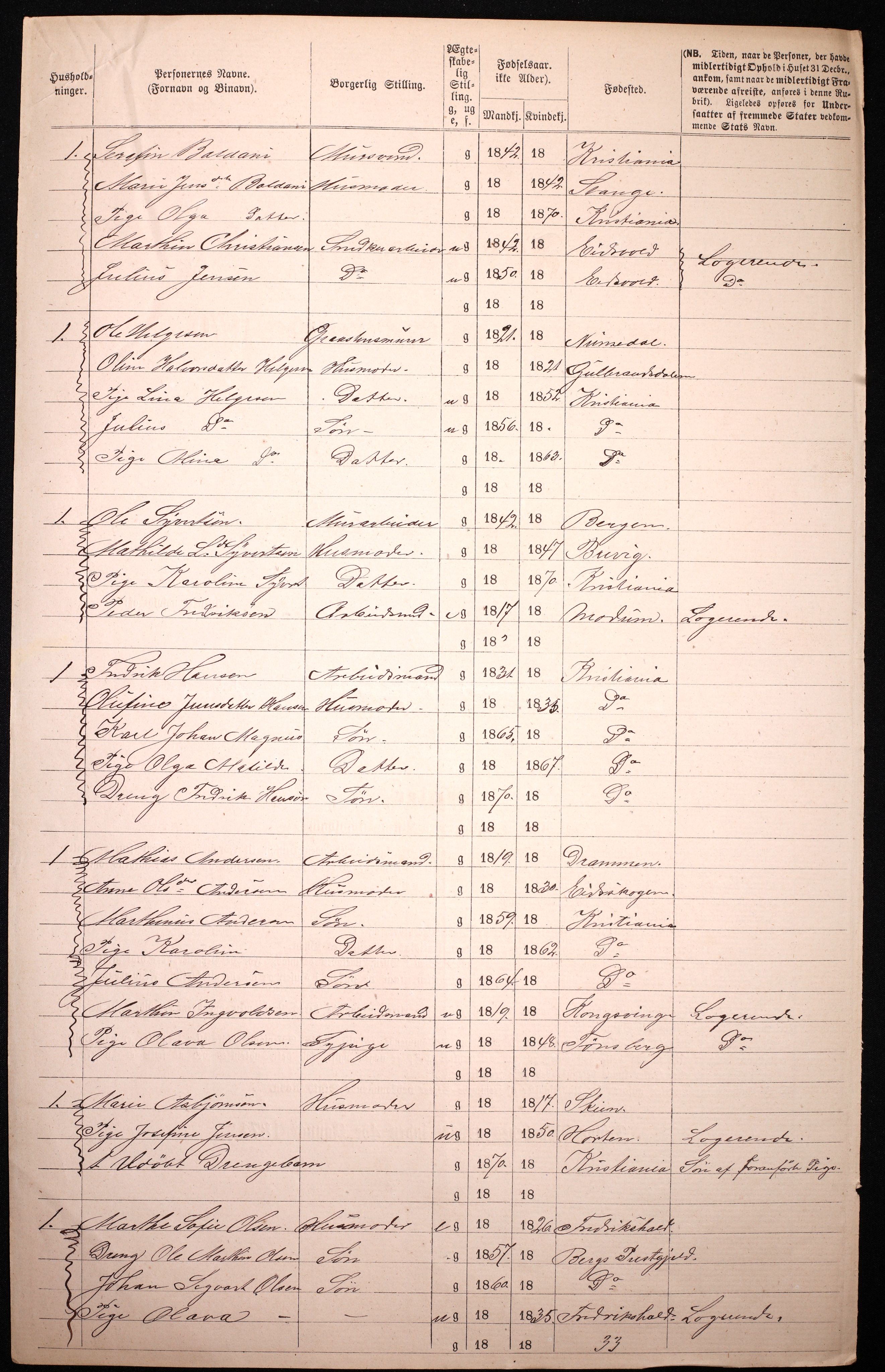 RA, 1870 census for 0301 Kristiania, 1870, p. 2929