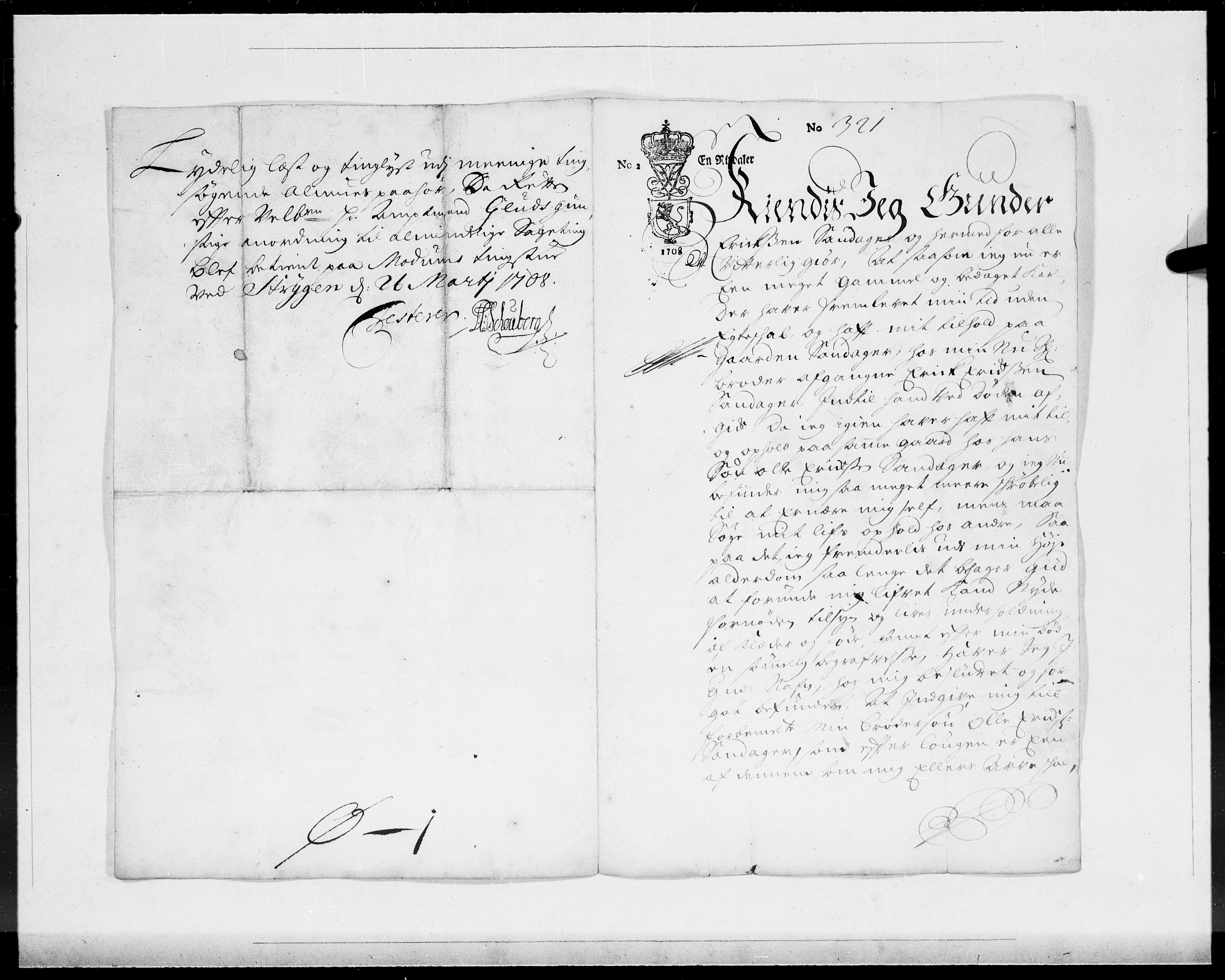 Danske Kanselli 1572-1799, AV/RA-EA-3023/F/Fc/Fcc/Fcca/L0066: Norske innlegg 1572-1799, 1708, p. 42