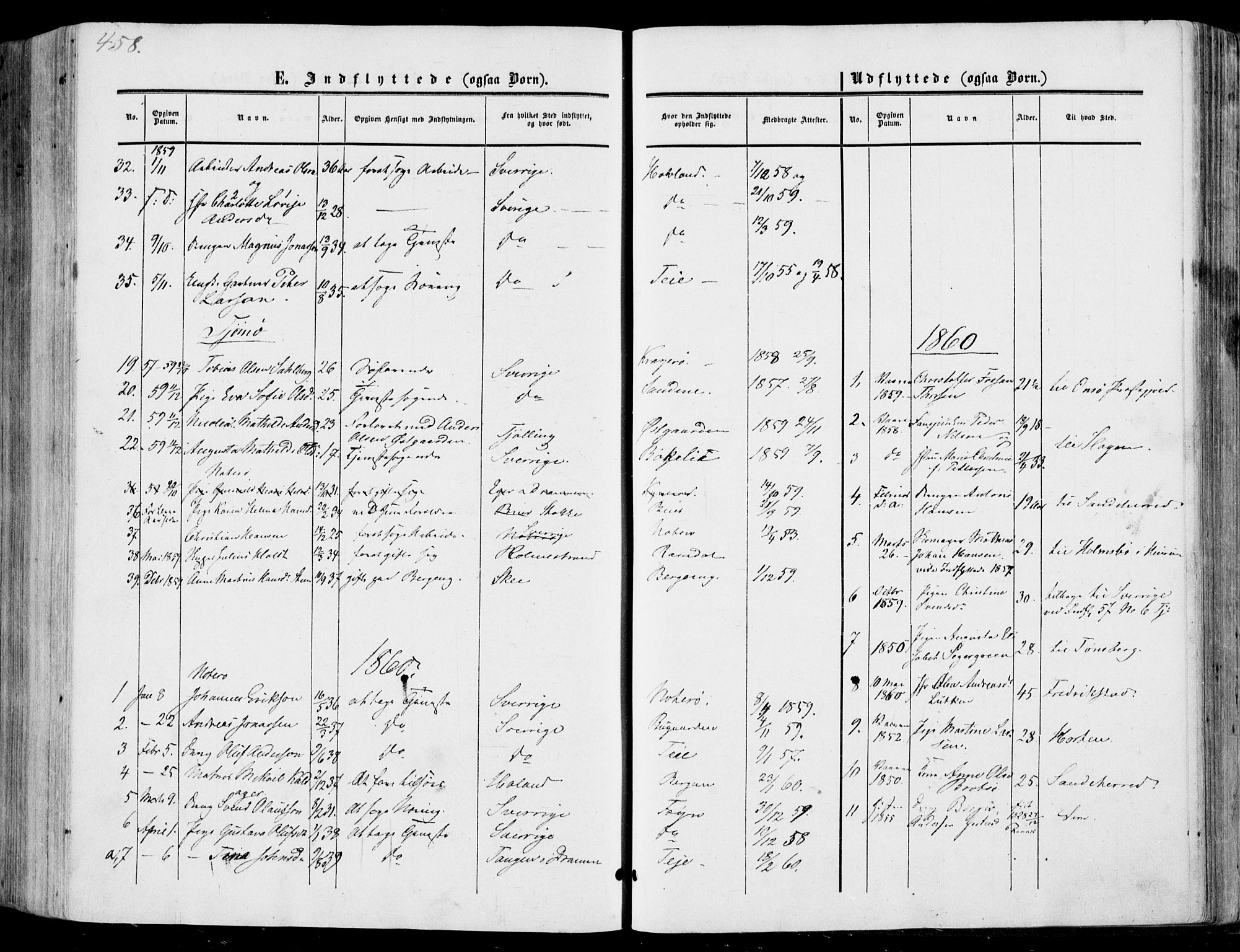 Nøtterøy kirkebøker, AV/SAKO-A-354/F/Fa/L0006: Parish register (official) no. I 6, 1852-1864, p. 458