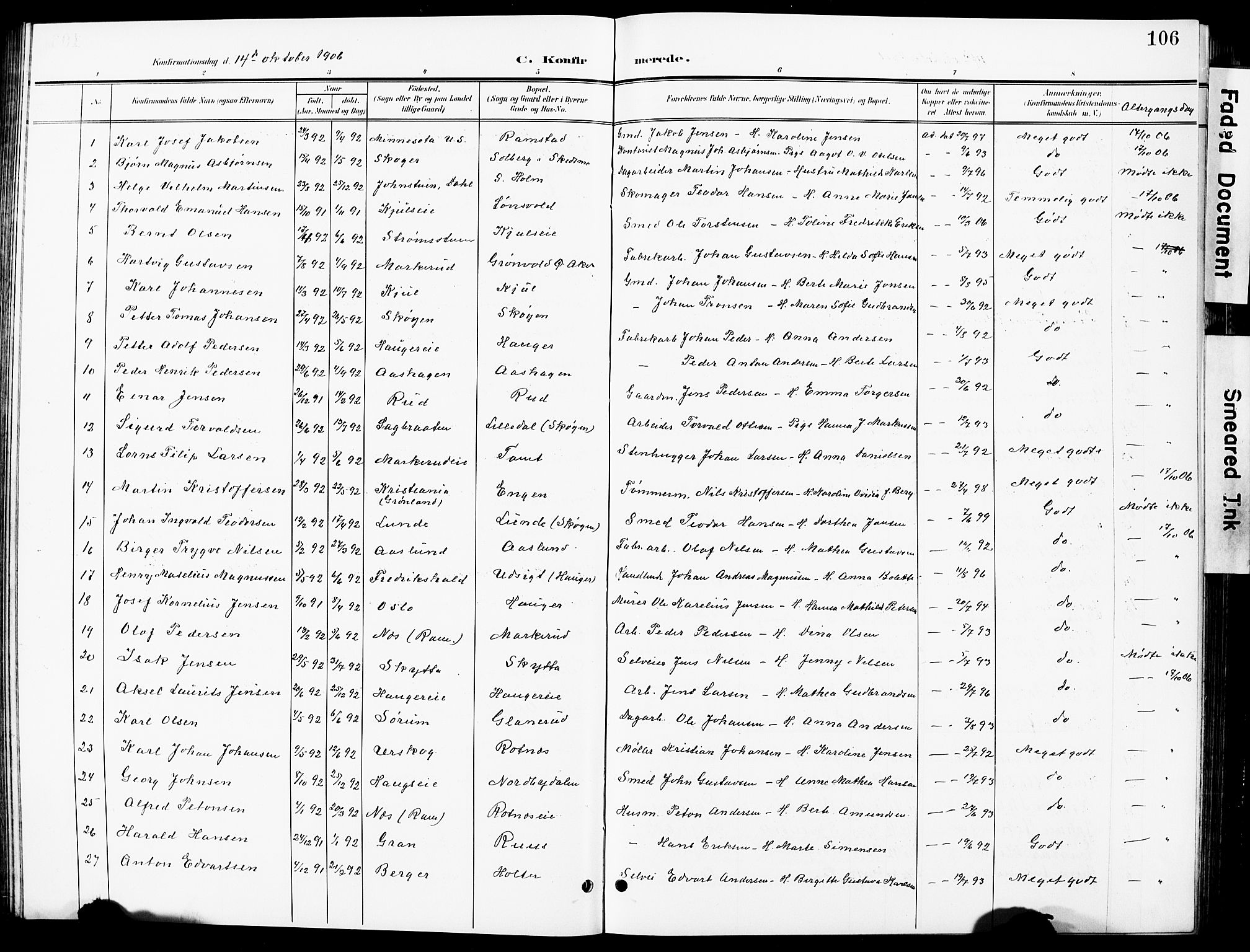 Nittedal prestekontor Kirkebøker, SAO/A-10365a/G/Ga/L0003: Parish register (copy) no. I 3, 1902-1929, p. 106