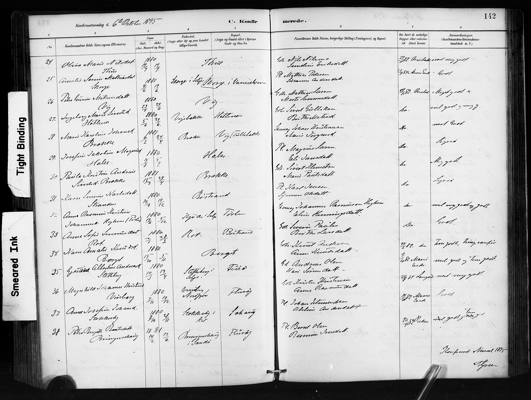 Ministerialprotokoller, klokkerbøker og fødselsregistre - Møre og Romsdal, AV/SAT-A-1454/501/L0008: Parish register (official) no. 501A08, 1885-1901, p. 142