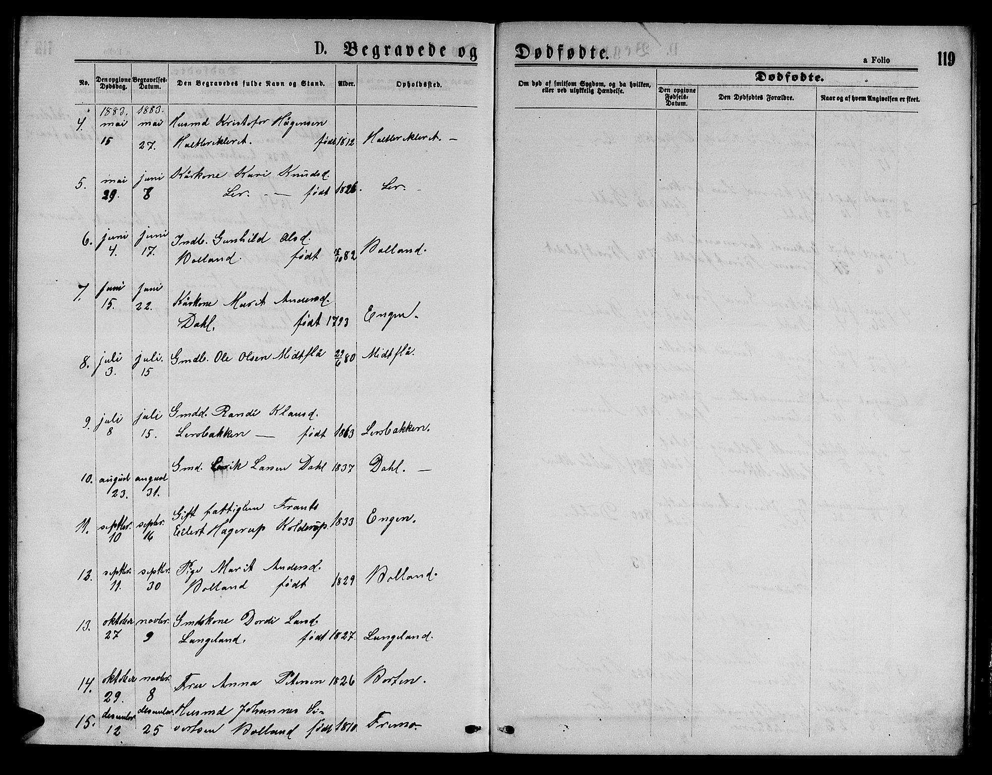 Ministerialprotokoller, klokkerbøker og fødselsregistre - Sør-Trøndelag, SAT/A-1456/693/L1122: Parish register (copy) no. 693C03, 1870-1886, p. 119