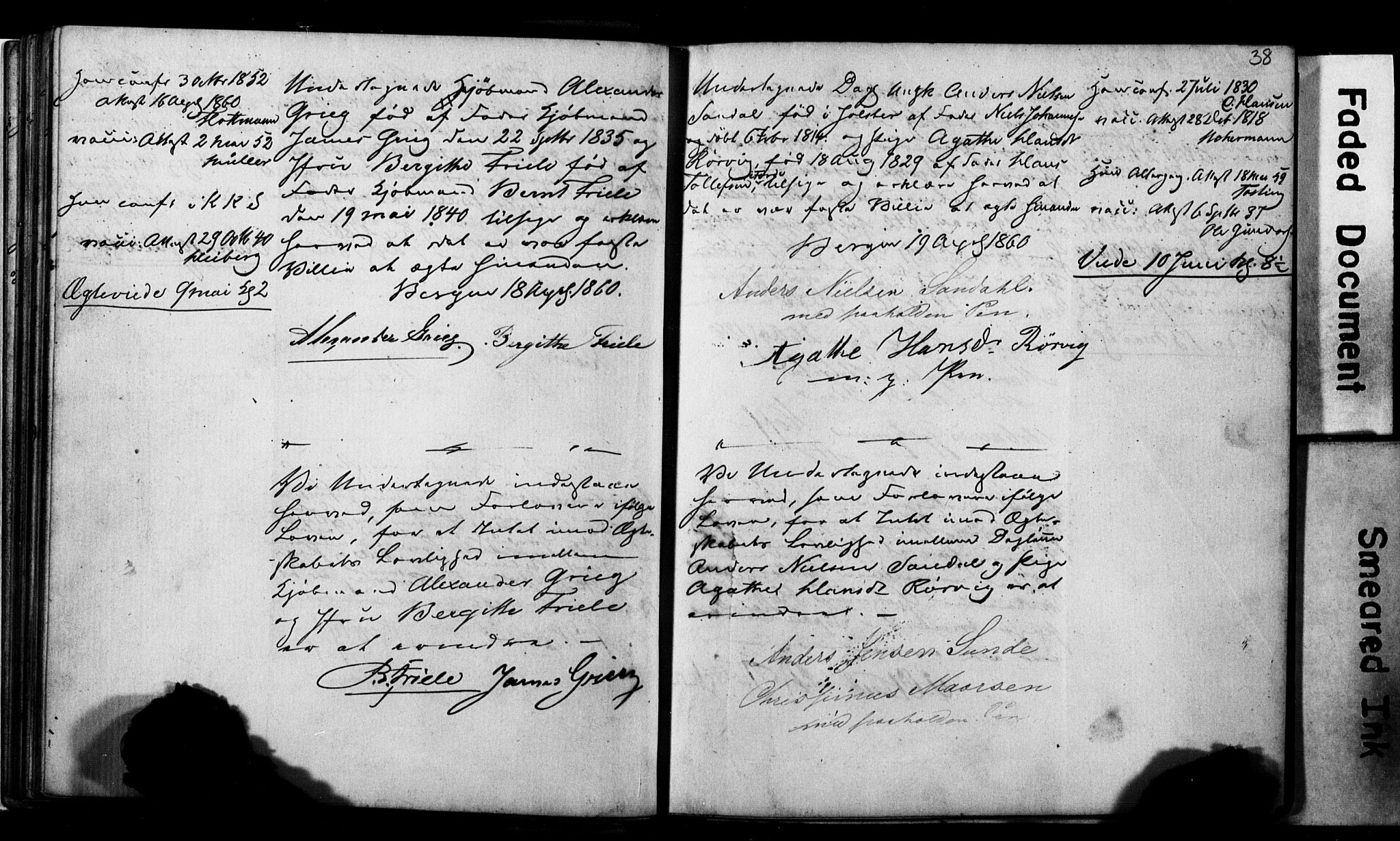 Korskirken sokneprestembete, AV/SAB-A-76101: Best man's statements no. II.5.2, 1859-1865, p. 38