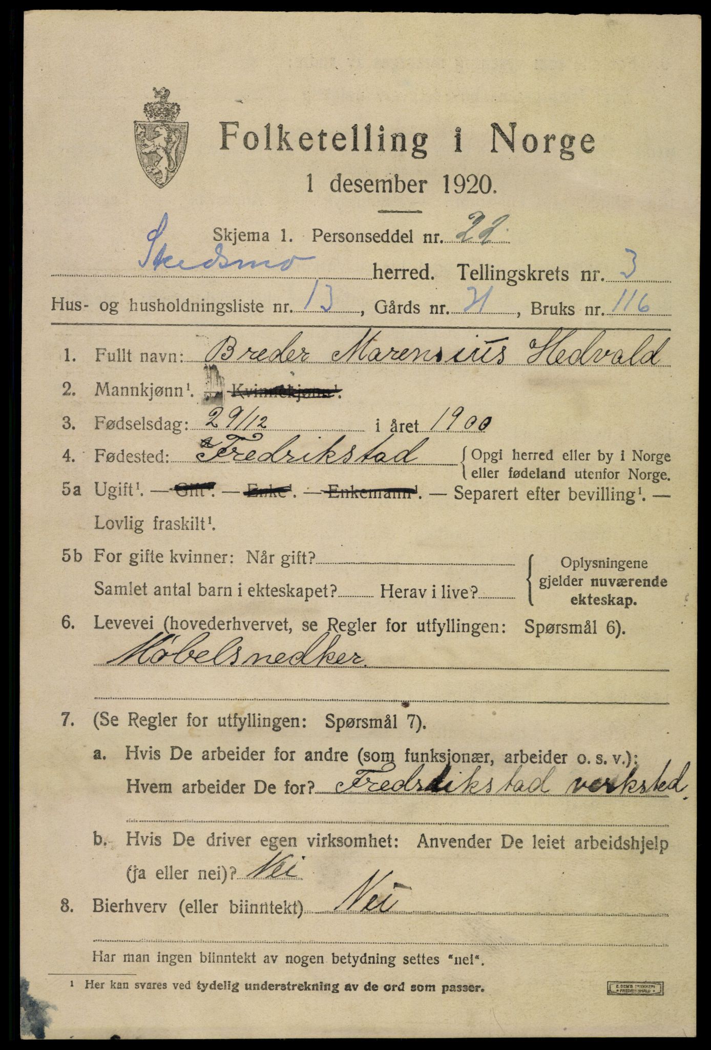 SAO, 1920 census for Skedsmo, 1920, p. 3753