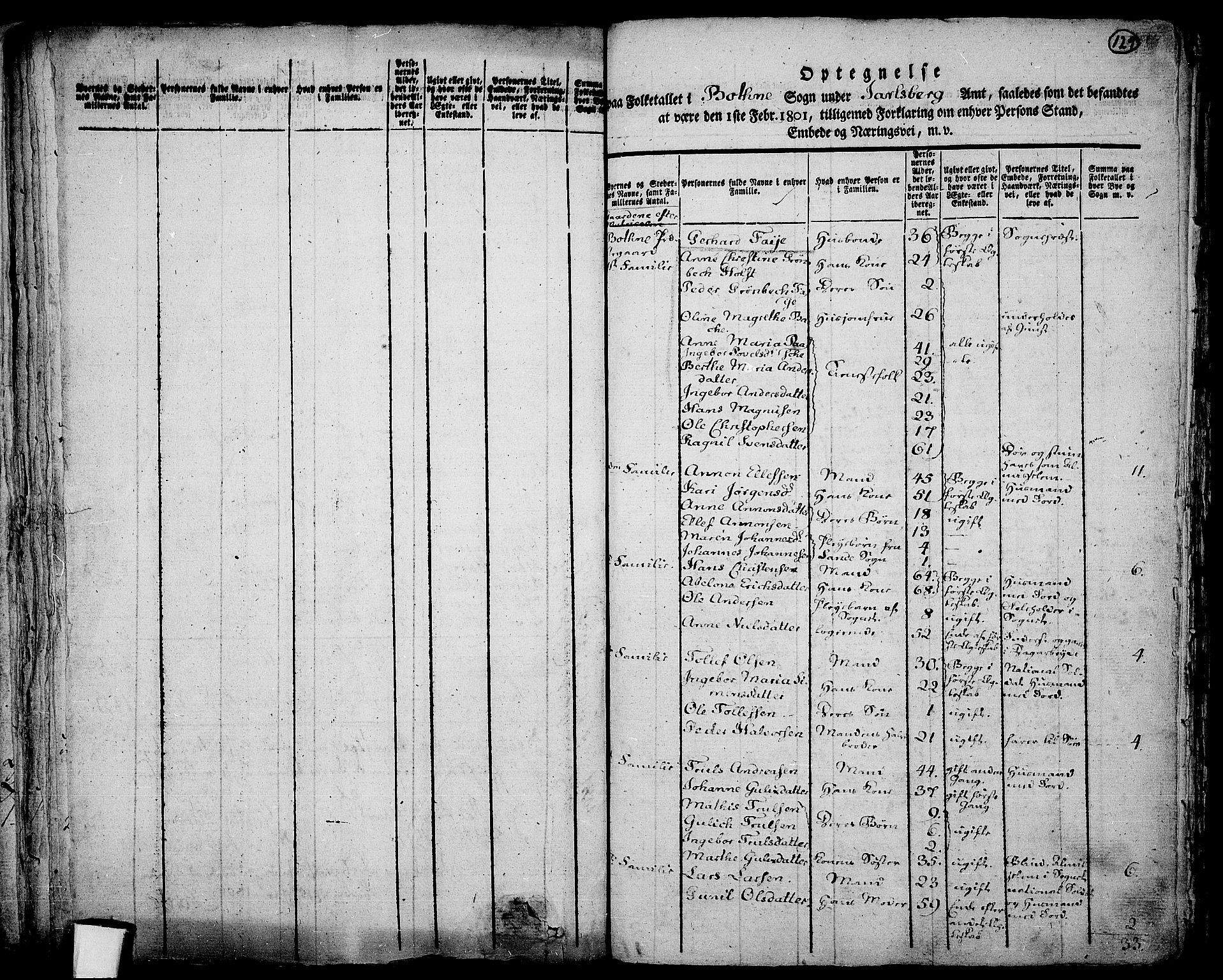 RA, 1801 census for 0715P Botne, 1801, p. 128b-129a