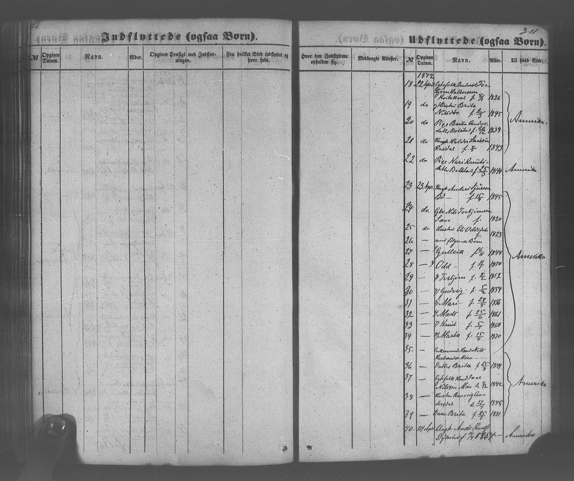 Voss sokneprestembete, SAB/A-79001/H/Haa: Parish register (official) no. A 20, 1855-1886, p. 311