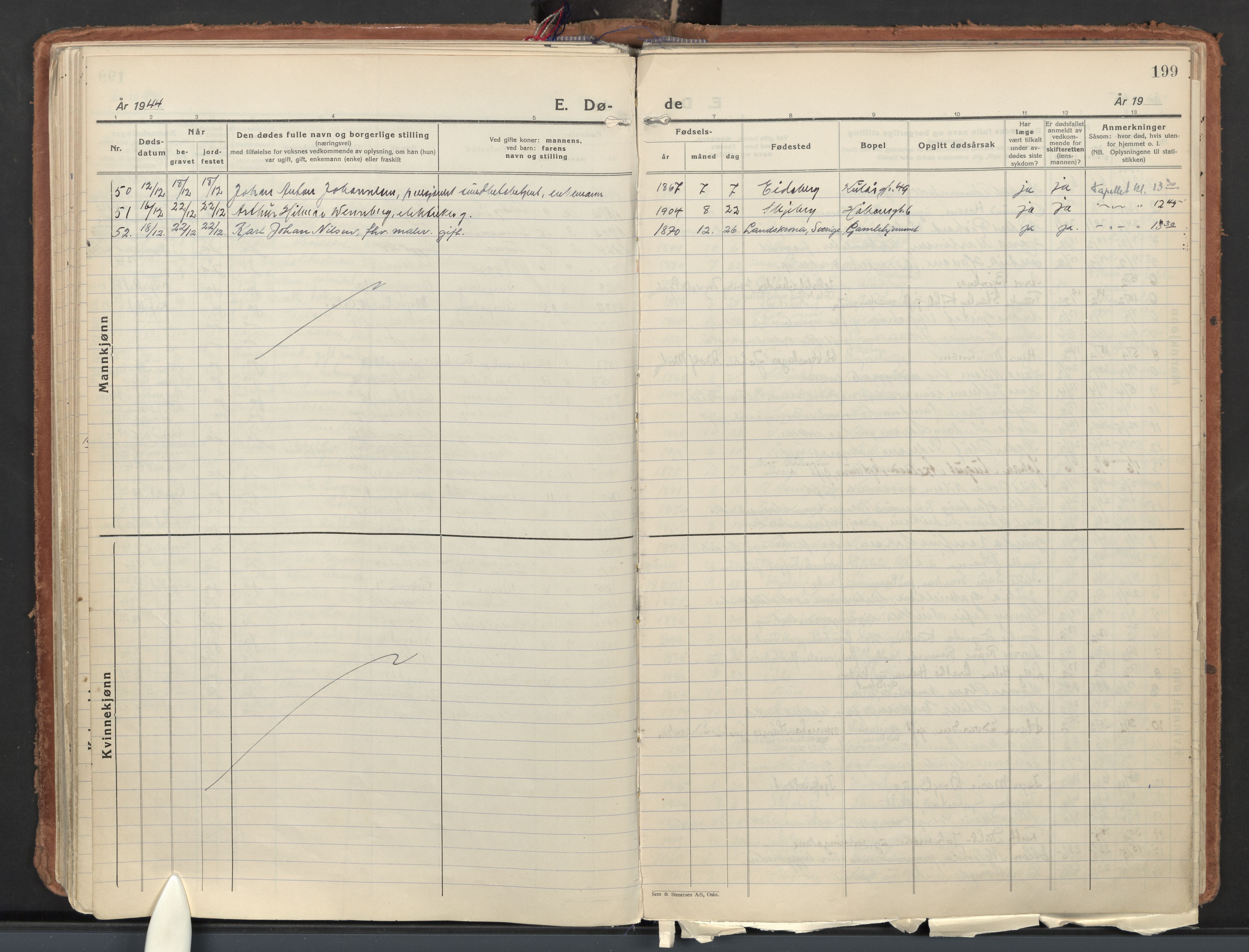 Sarpsborg prestekontor Kirkebøker, SAO/A-2006/F/Fa/L0011: Parish register (official) no. 11, 1932-1959, p. 199