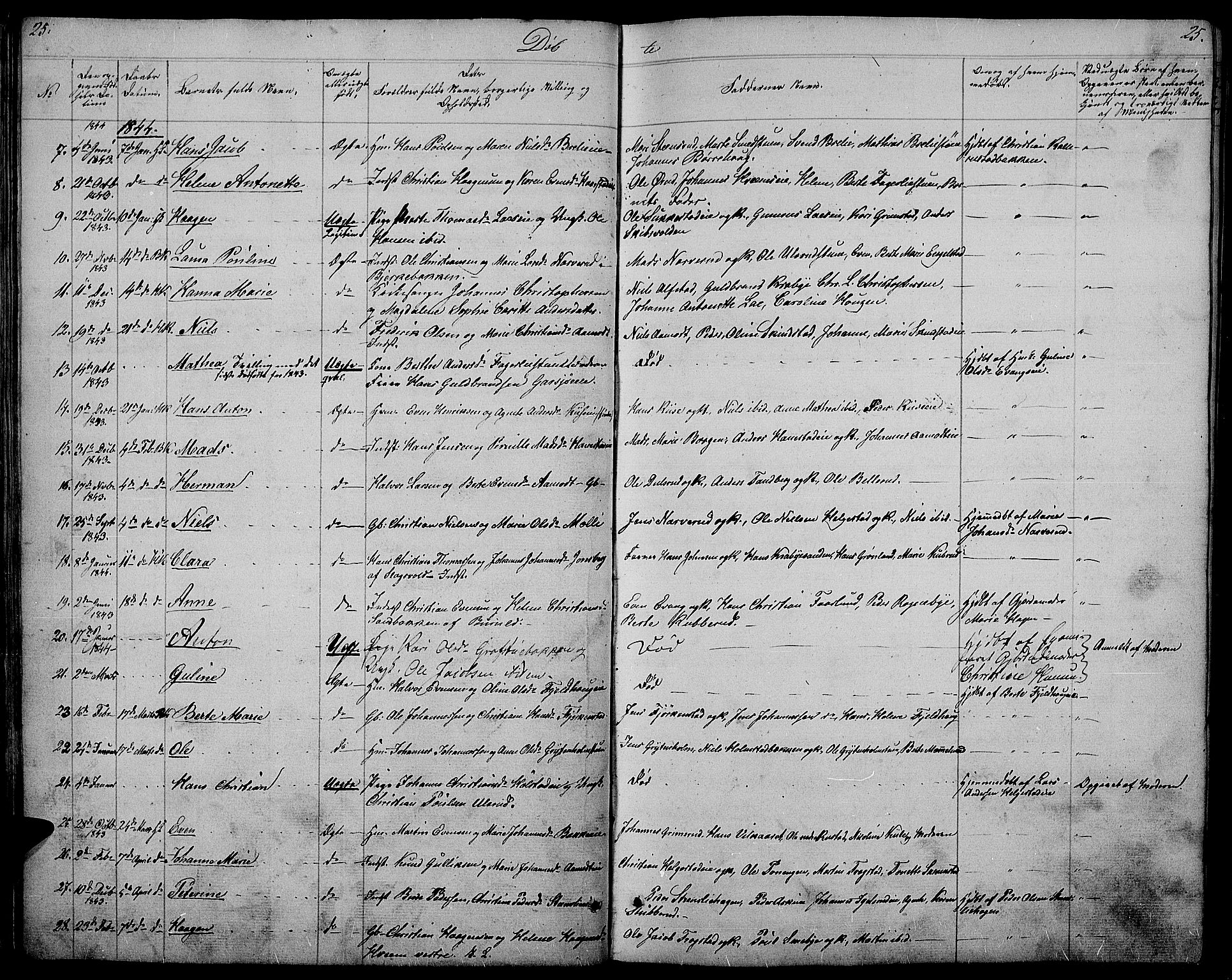 Østre Toten prestekontor, SAH/PREST-104/H/Ha/Hab/L0002: Parish register (copy) no. 2, 1840-1847, p. 25