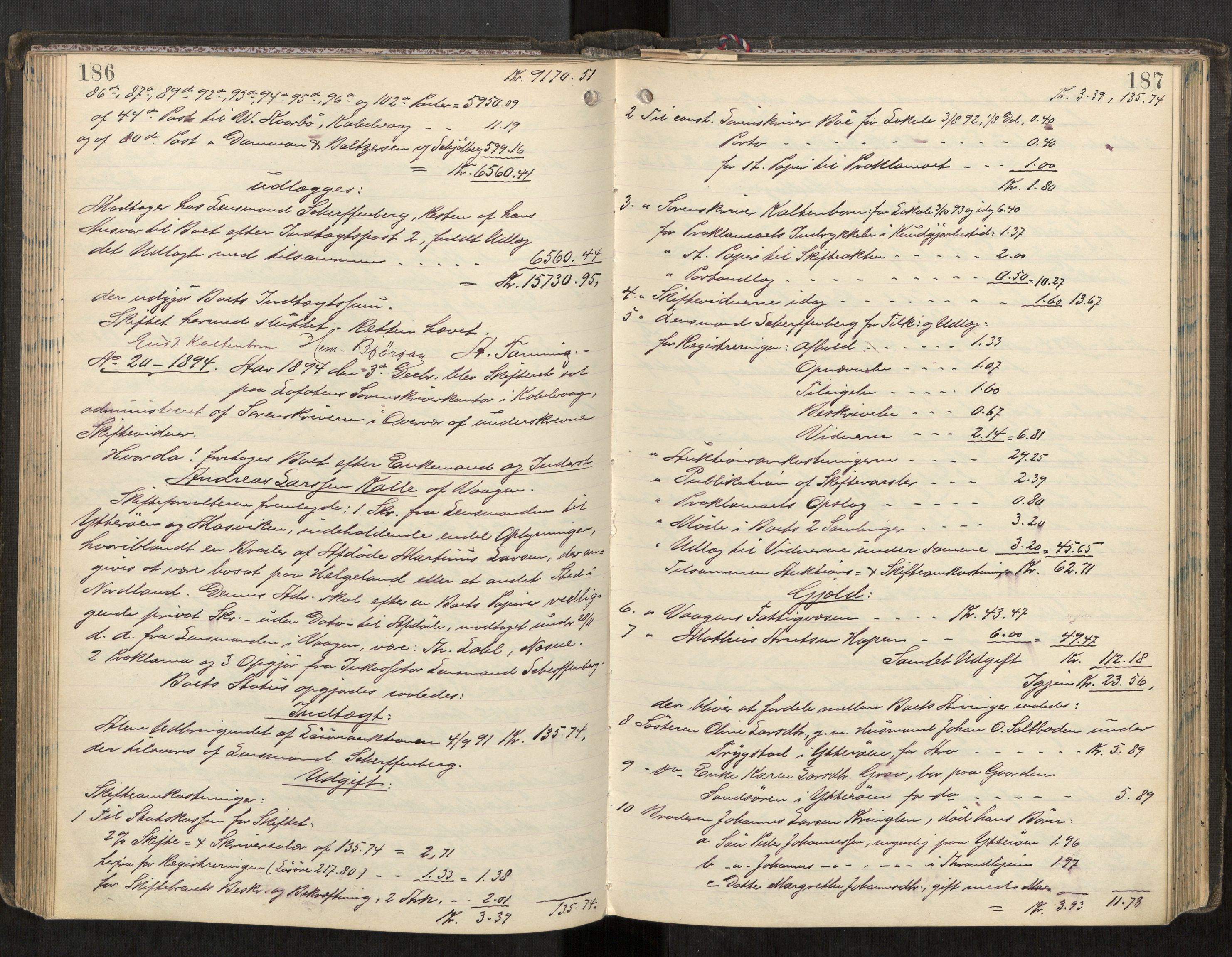 Lofoten sorenskriveri, AV/SAT-A-0017/1/3/3A/L0005: Skifteprotokoll, 1892-1897, p. 186-187