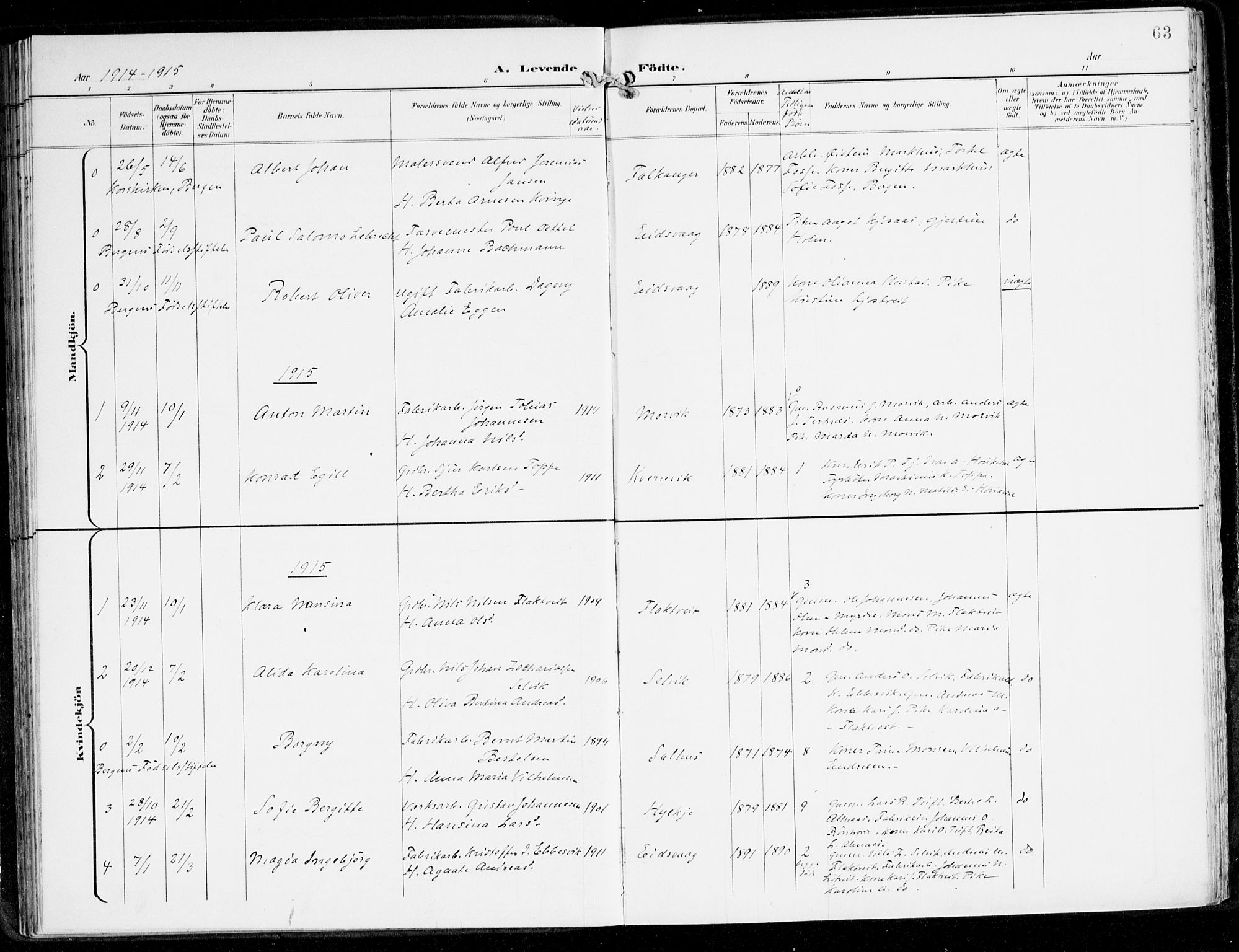 Hamre sokneprestembete, SAB/A-75501/H/Ha/Haa/Haad/L0002: Parish register (official) no. D 2, 1899-1916, p. 63