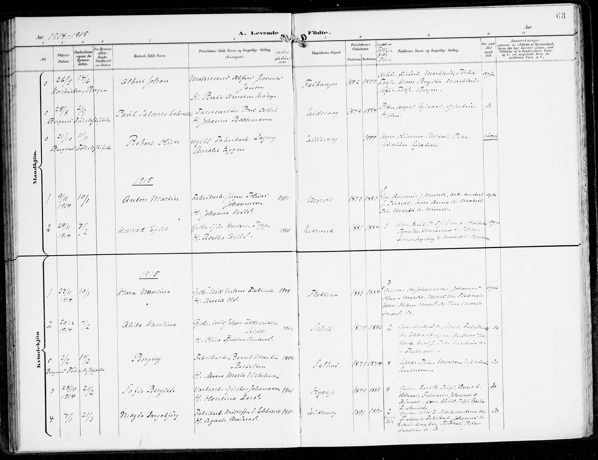 Hamre sokneprestembete, AV/SAB-A-75501/H/Ha/Haa/Haad/L0002: Parish register (official) no. D 2, 1899-1916, p. 63