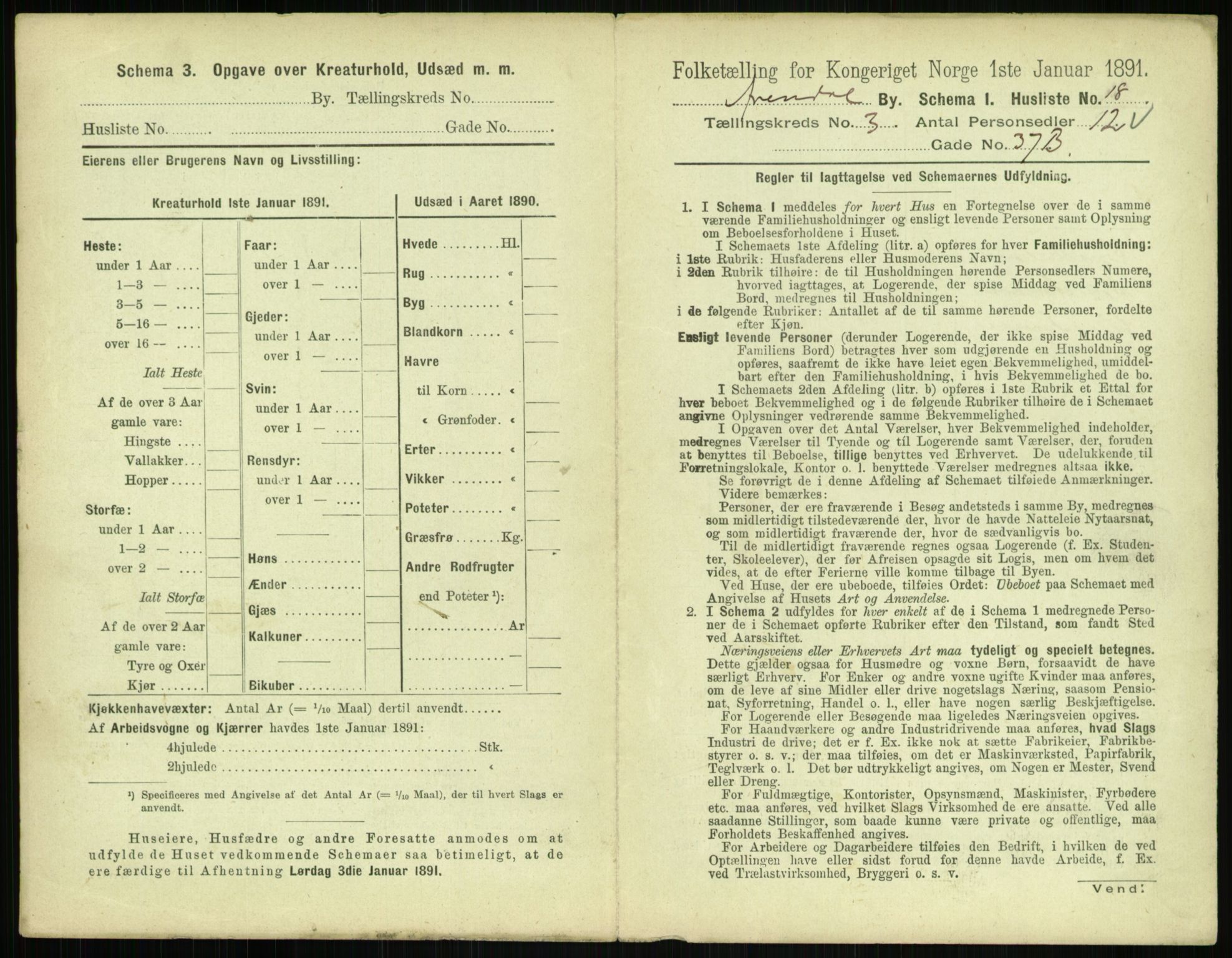 RA, 1891 census for 0903 Arendal, 1891, p. 158