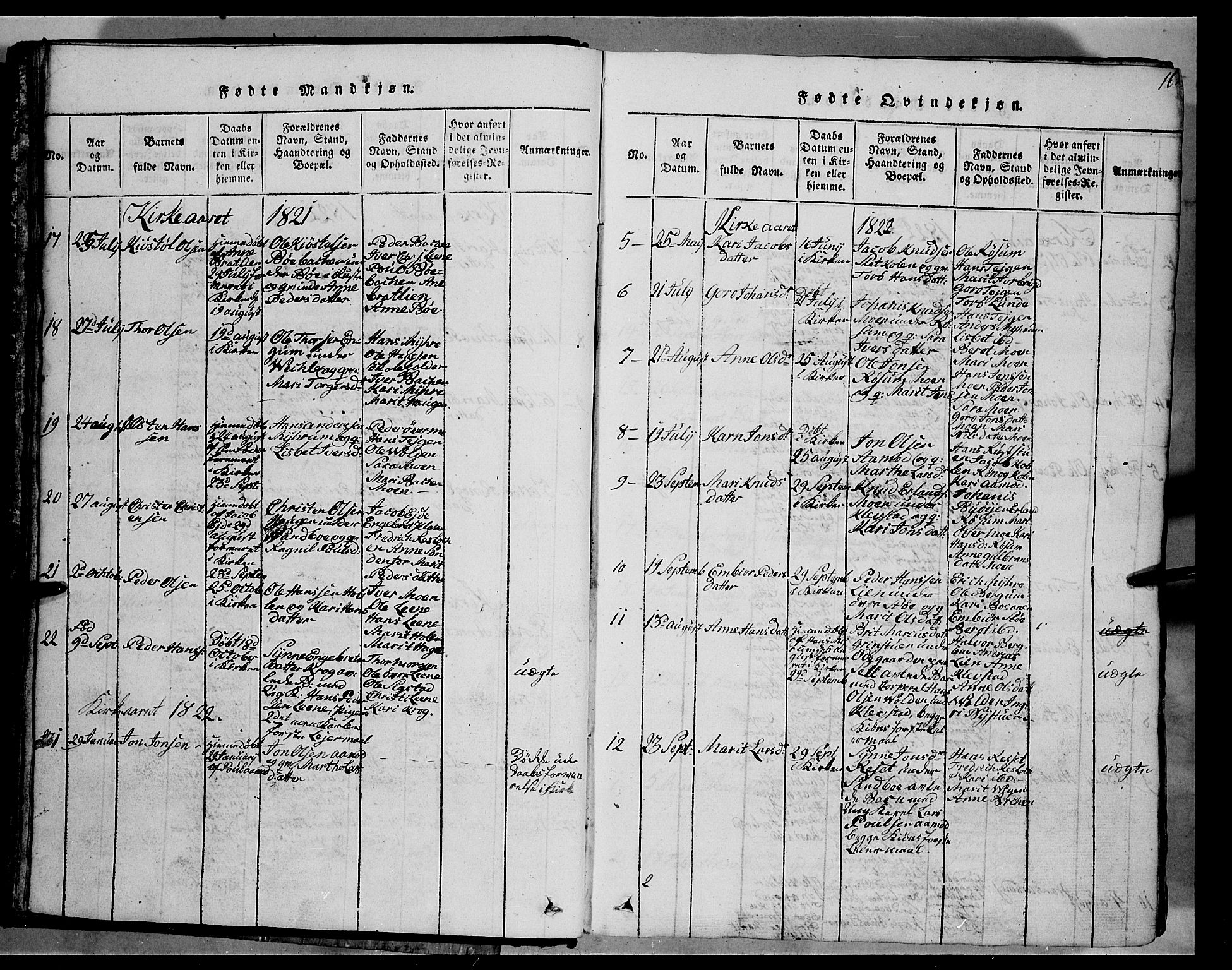 Fron prestekontor, SAH/PREST-078/H/Ha/Hab/L0002: Parish register (copy) no. 2, 1816-1850, p. 16