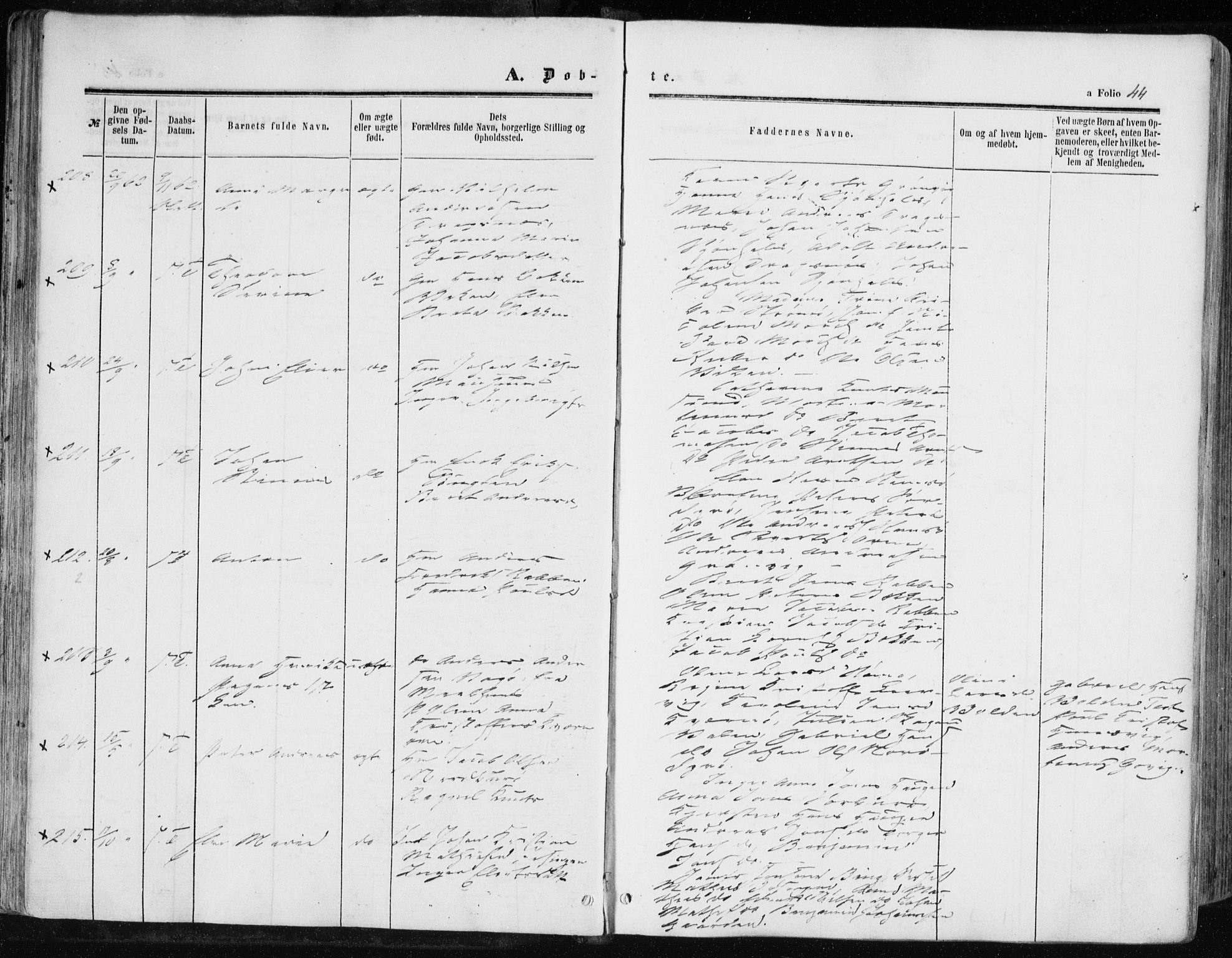 Ministerialprotokoller, klokkerbøker og fødselsregistre - Sør-Trøndelag, AV/SAT-A-1456/634/L0531: Parish register (official) no. 634A07, 1861-1870, p. 44