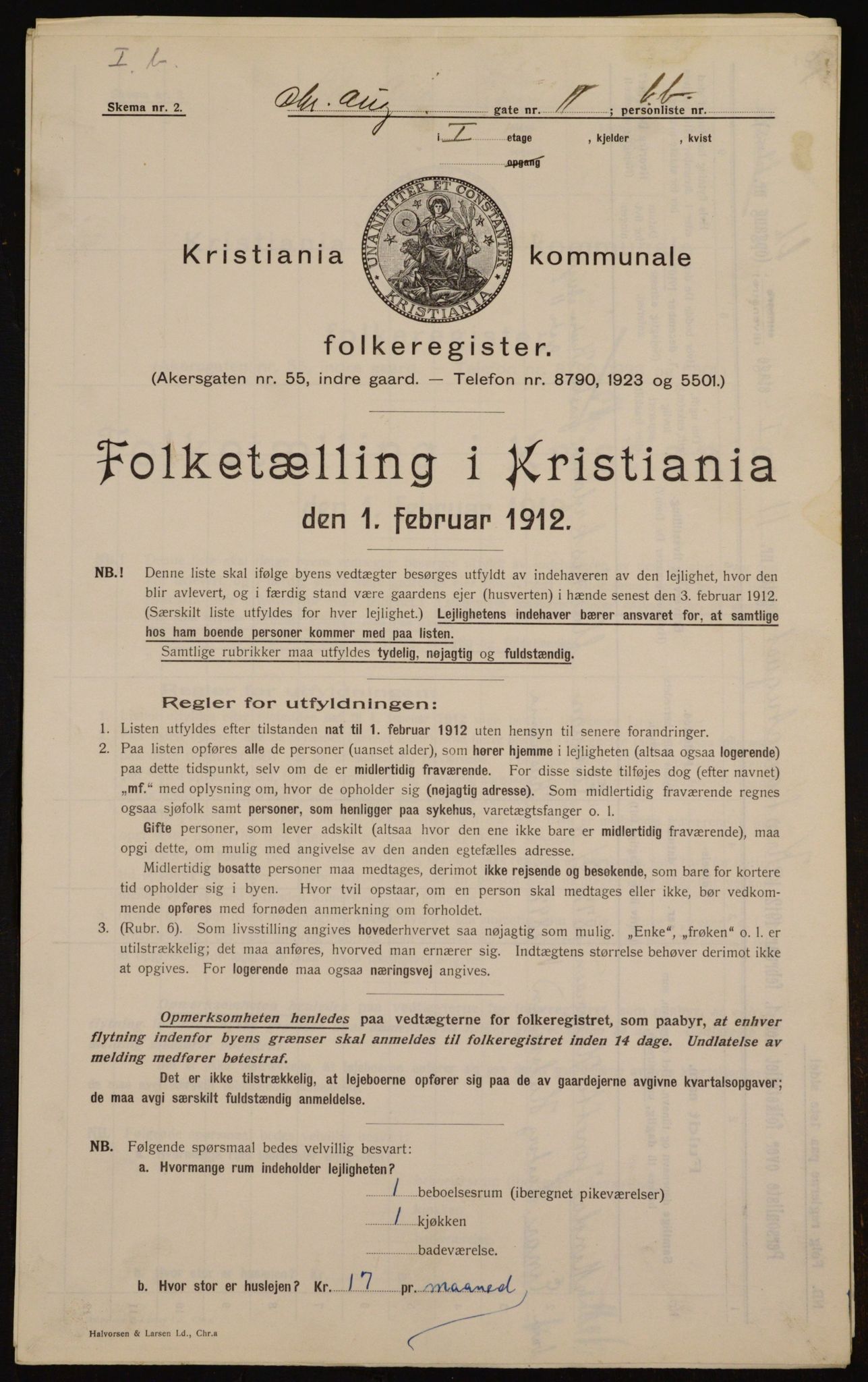 OBA, Municipal Census 1912 for Kristiania, 1912, p. 54276