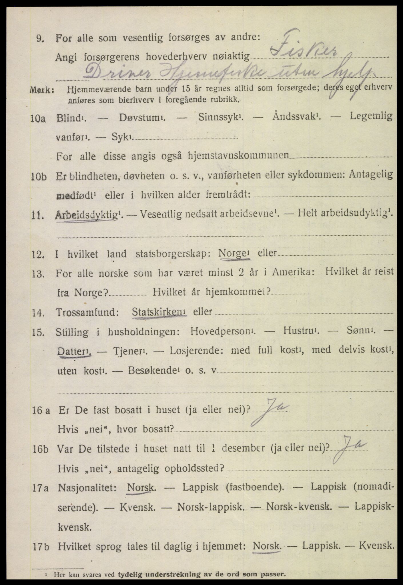 SAT, 1920 census for Vikna, 1920, p. 7296