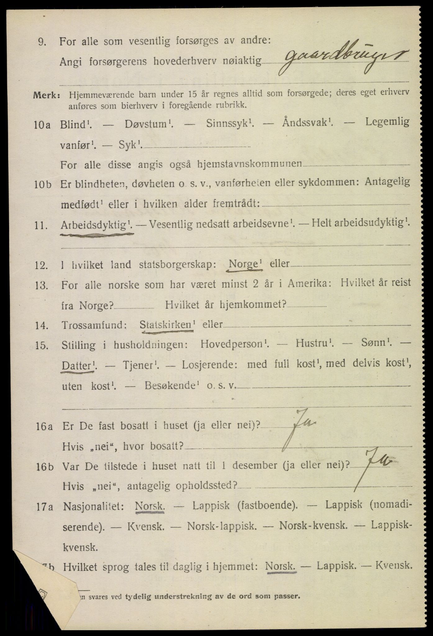 SAT, 1920 census for Saltdal, 1920, p. 1706