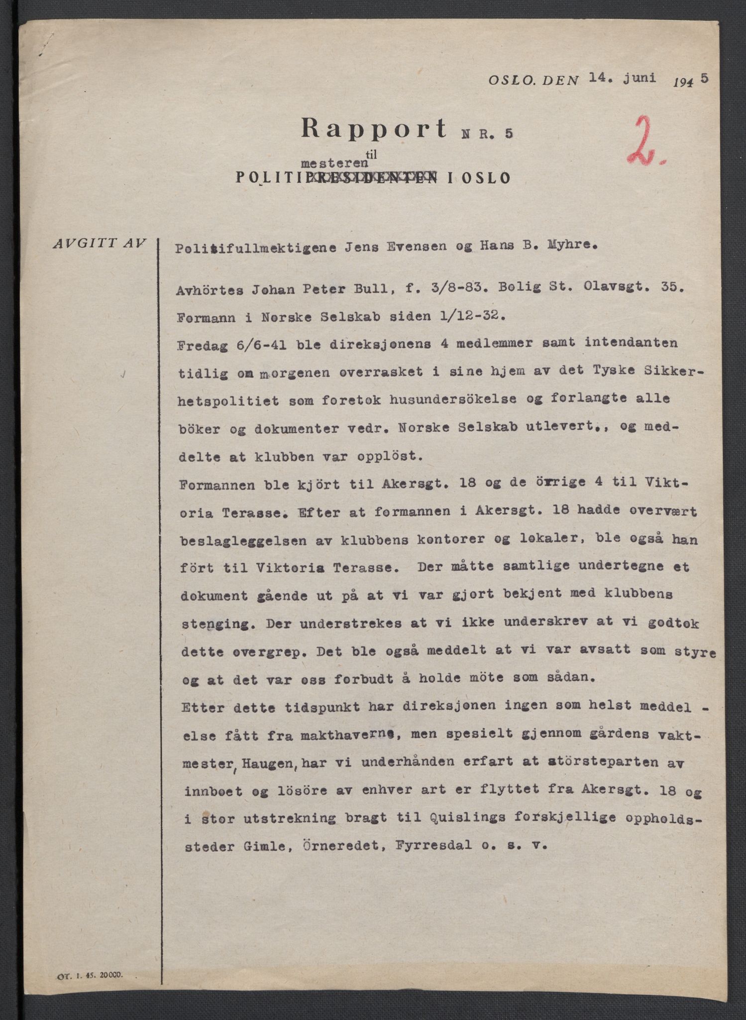 Landssvikarkivet, Oslo politikammer, AV/RA-S-3138-01/D/Da/L0003: Dnr. 29, 1945, p. 2820