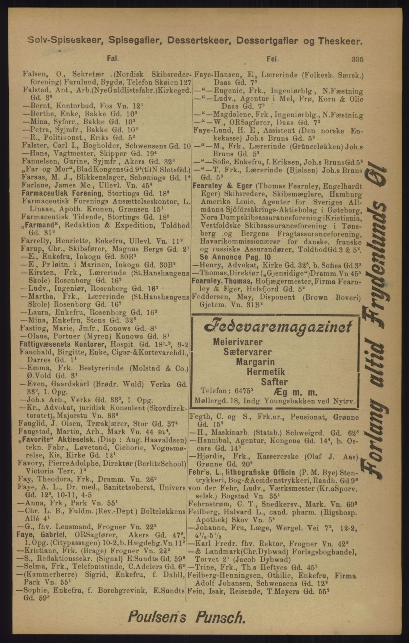 Kristiania/Oslo adressebok, PUBL/-, 1905, p. 335