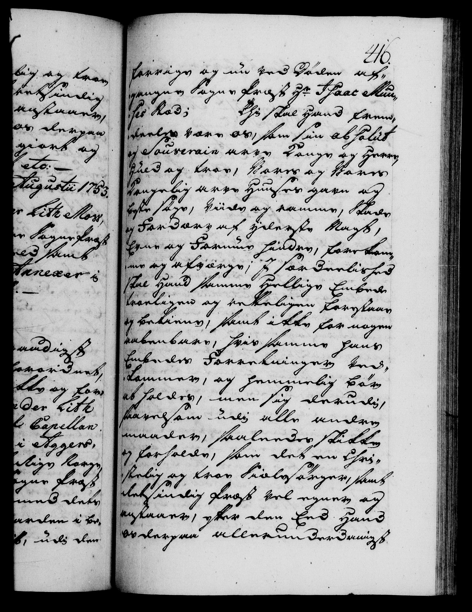 Danske Kanselli 1572-1799, AV/RA-EA-3023/F/Fc/Fca/Fcaa/L0038: Norske registre, 1753-1754, p. 416a