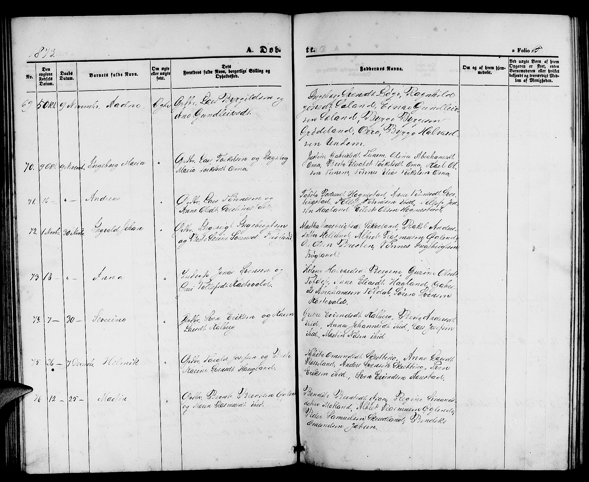 Lye sokneprestkontor, AV/SAST-A-101794/001/30BB/L0004: Parish register (copy) no. B 4, 1868-1878, p. 65