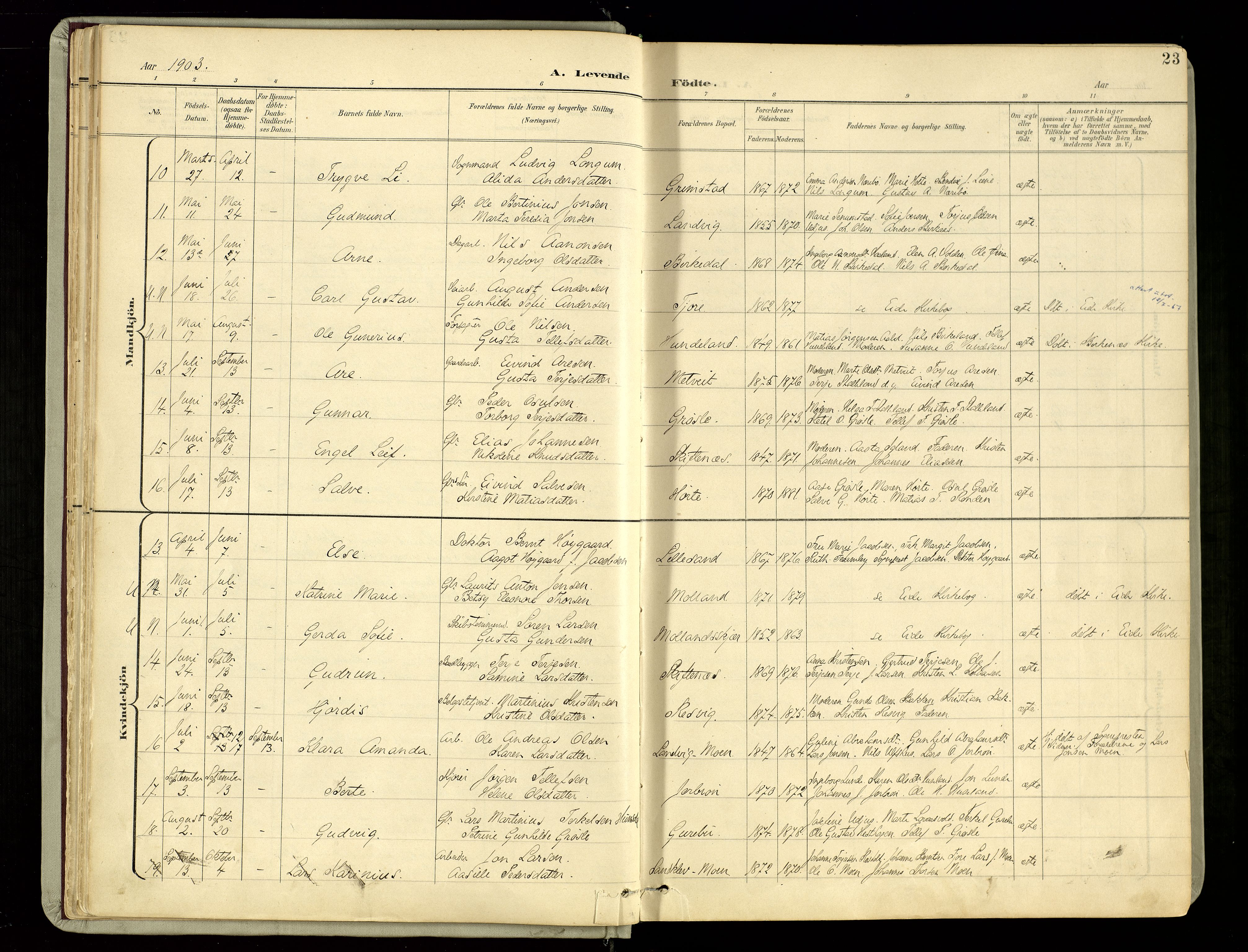Hommedal sokneprestkontor, SAK/1111-0023/F/Fa/Fab/L0007: Parish register (official) no. A 7, 1898-1924, p. 23