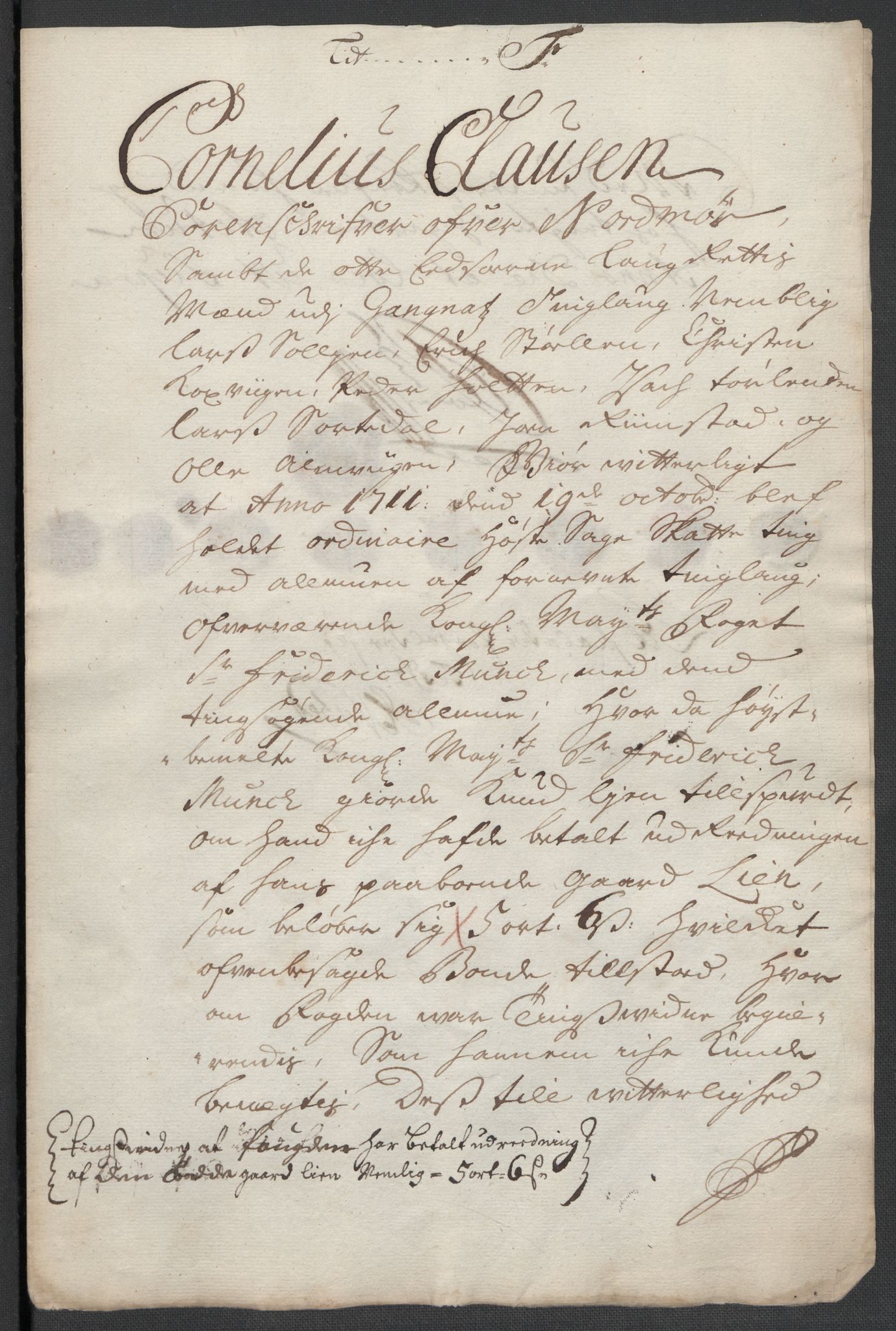 Rentekammeret inntil 1814, Reviderte regnskaper, Fogderegnskap, AV/RA-EA-4092/R56/L3745: Fogderegnskap Nordmøre, 1711, p. 402