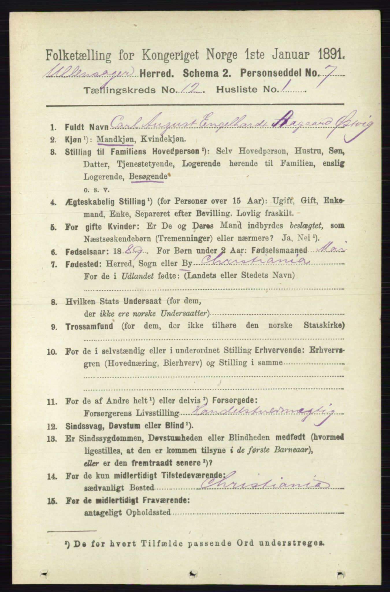 RA, 1891 census for 0235 Ullensaker, 1891, p. 5616