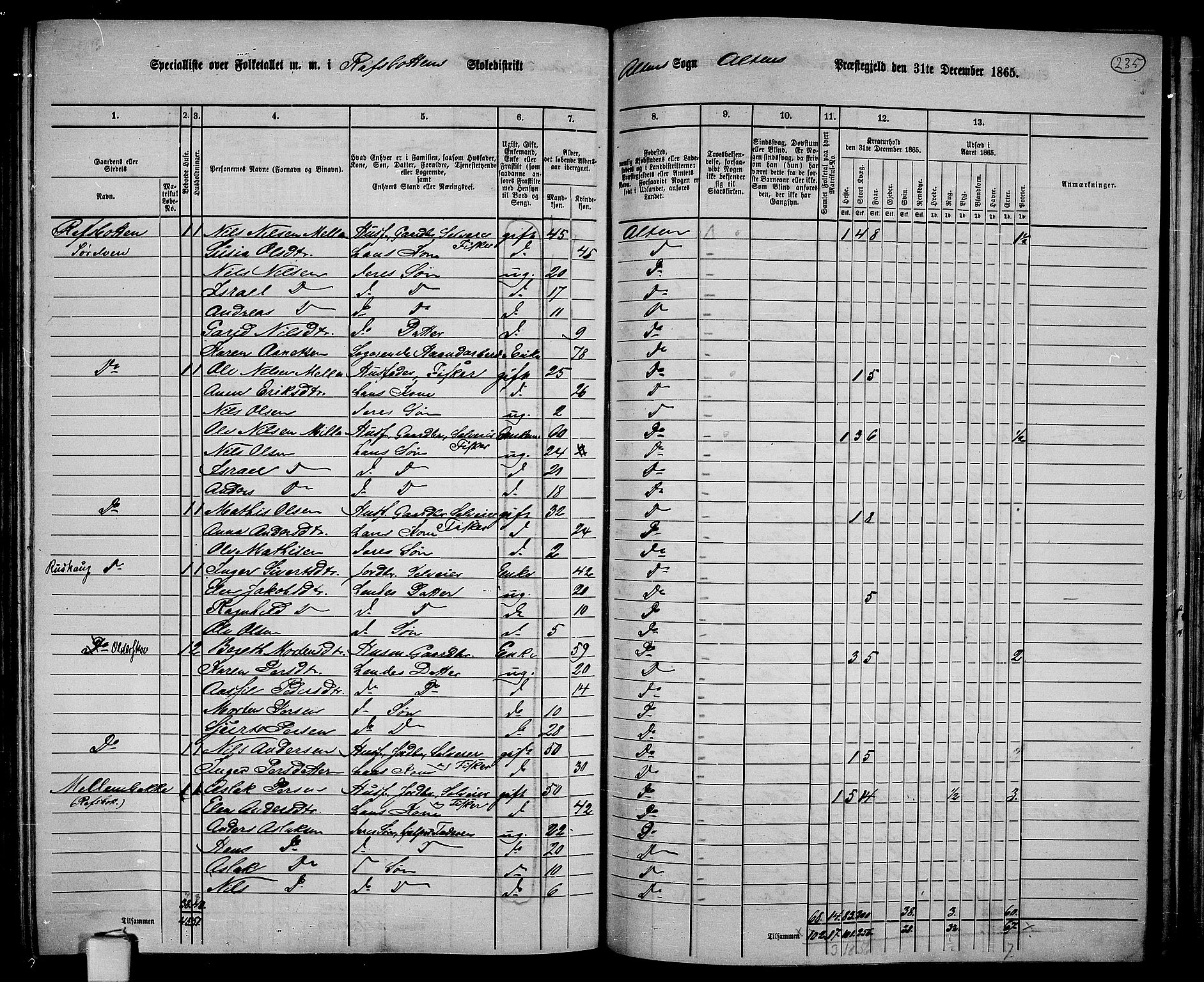 RA, 1865 census for Alta, 1865, p. 63