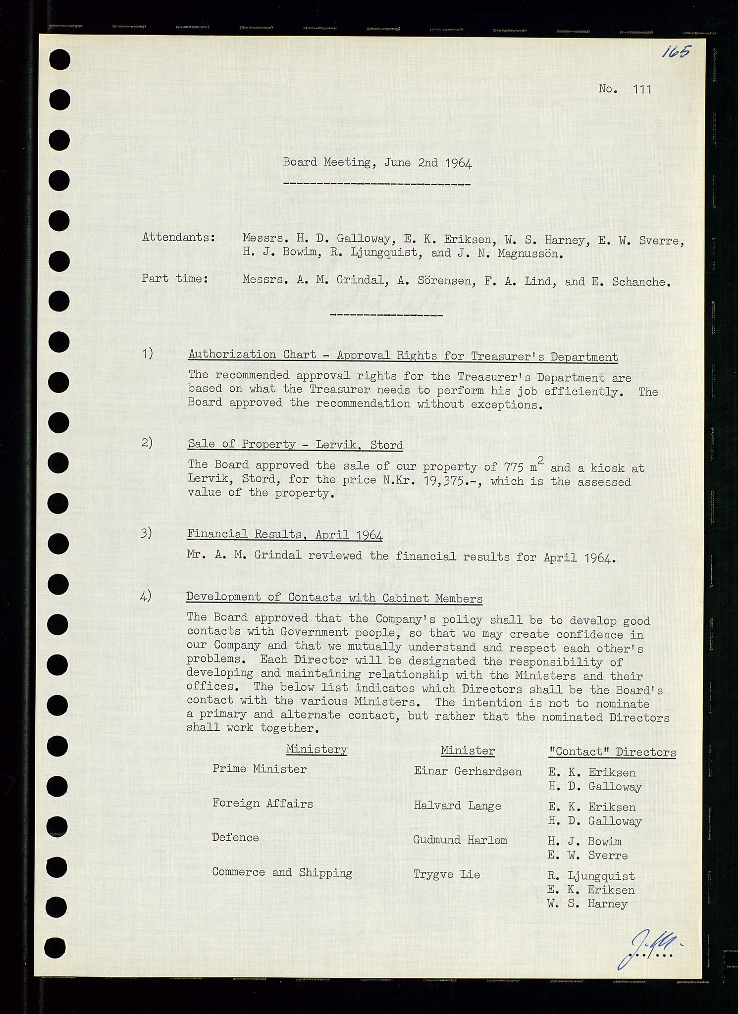 Pa 0982 - Esso Norge A/S, AV/SAST-A-100448/A/Aa/L0001/0004: Den administrerende direksjon Board minutes (styrereferater) / Den administrerende direksjon Board minutes (styrereferater), 1963-1964, p. 96