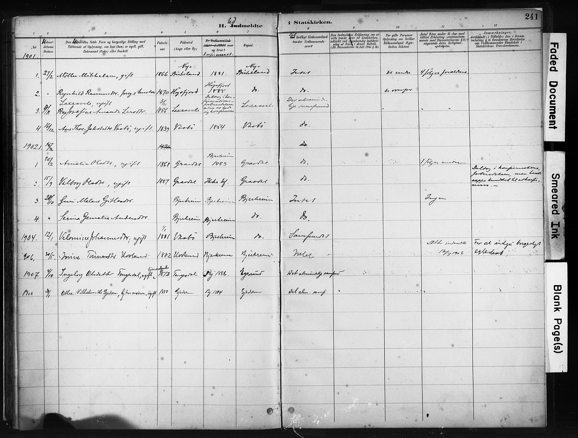 Helleland sokneprestkontor, AV/SAST-A-101810: Parish register (official) no. A 9, 1887-1908, p. 241
