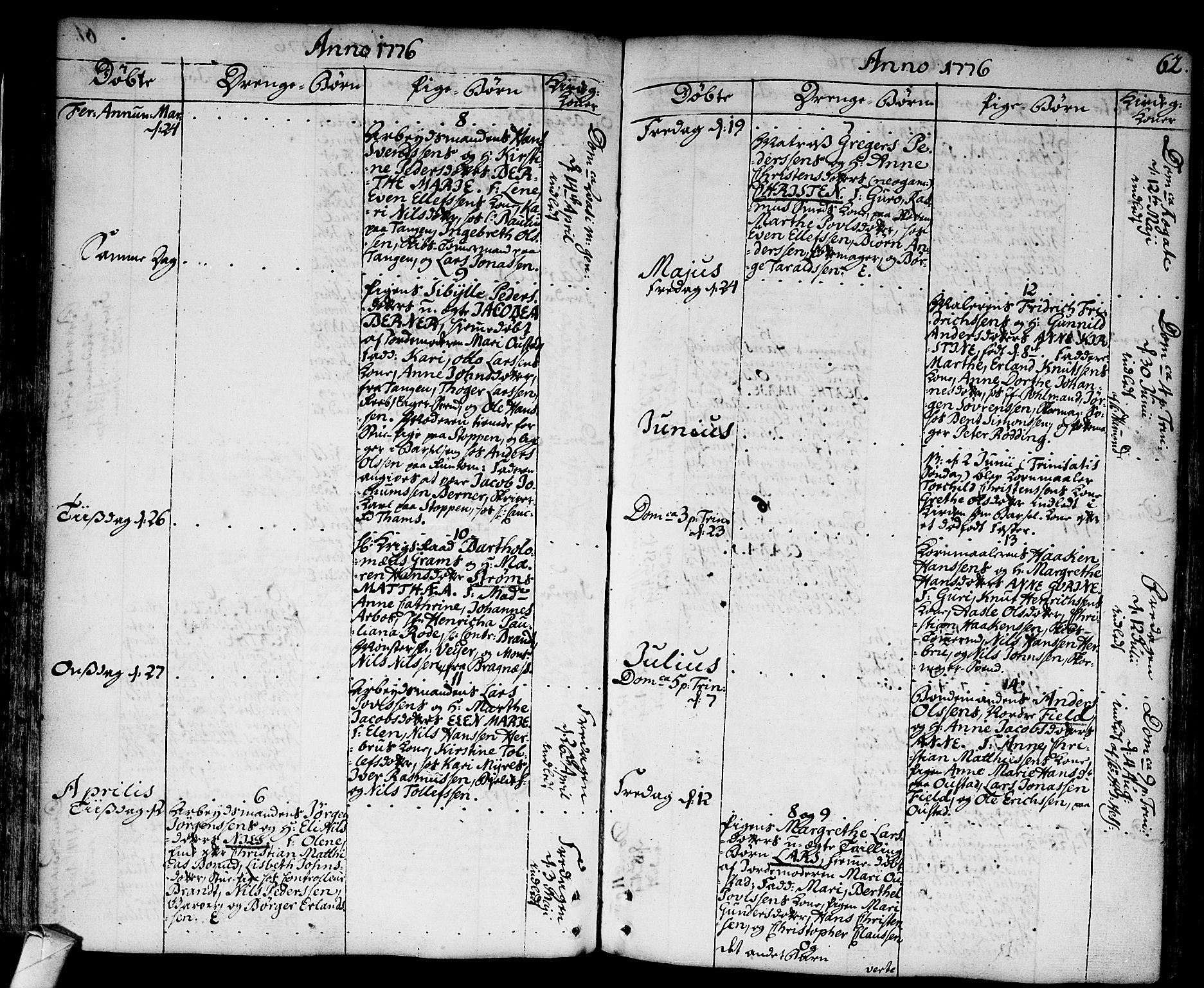 Strømsø kirkebøker, SAKO/A-246/F/Fa/L0009: Parish register (official) no. I 9, 1752-1791, p. 62
