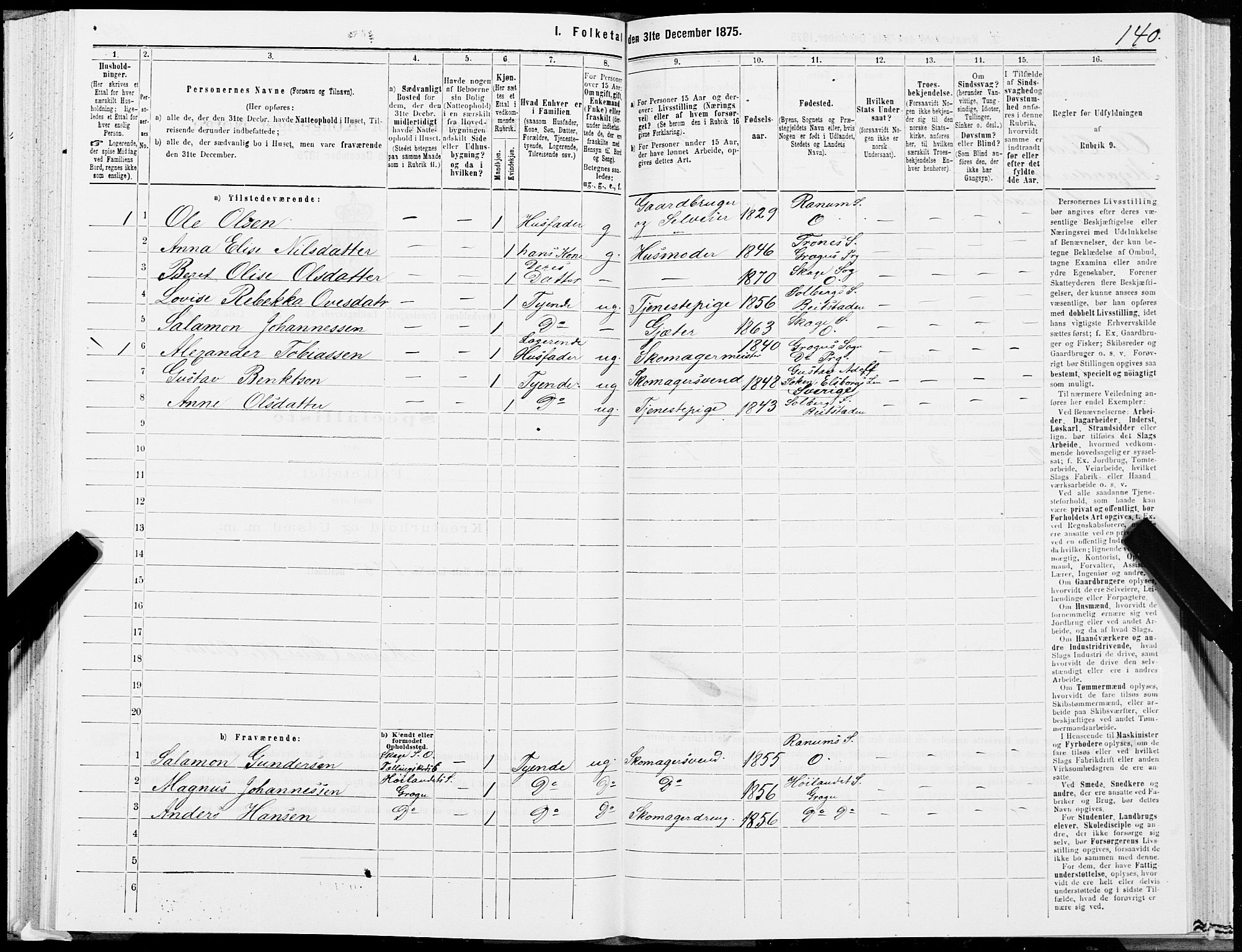 SAT, 1875 census for 1744P Overhalla, 1875, p. 3140