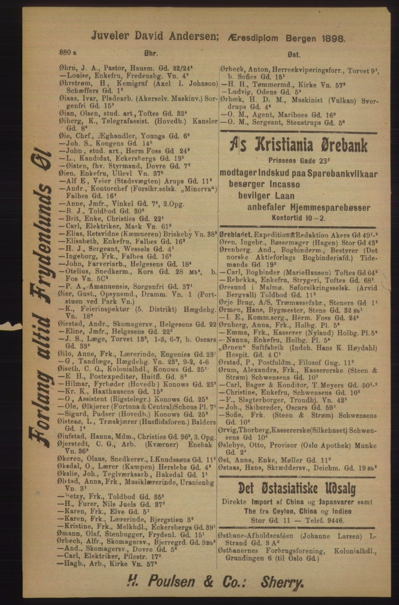 Kristiania/Oslo adressebok, PUBL/-, 1905, p. 880