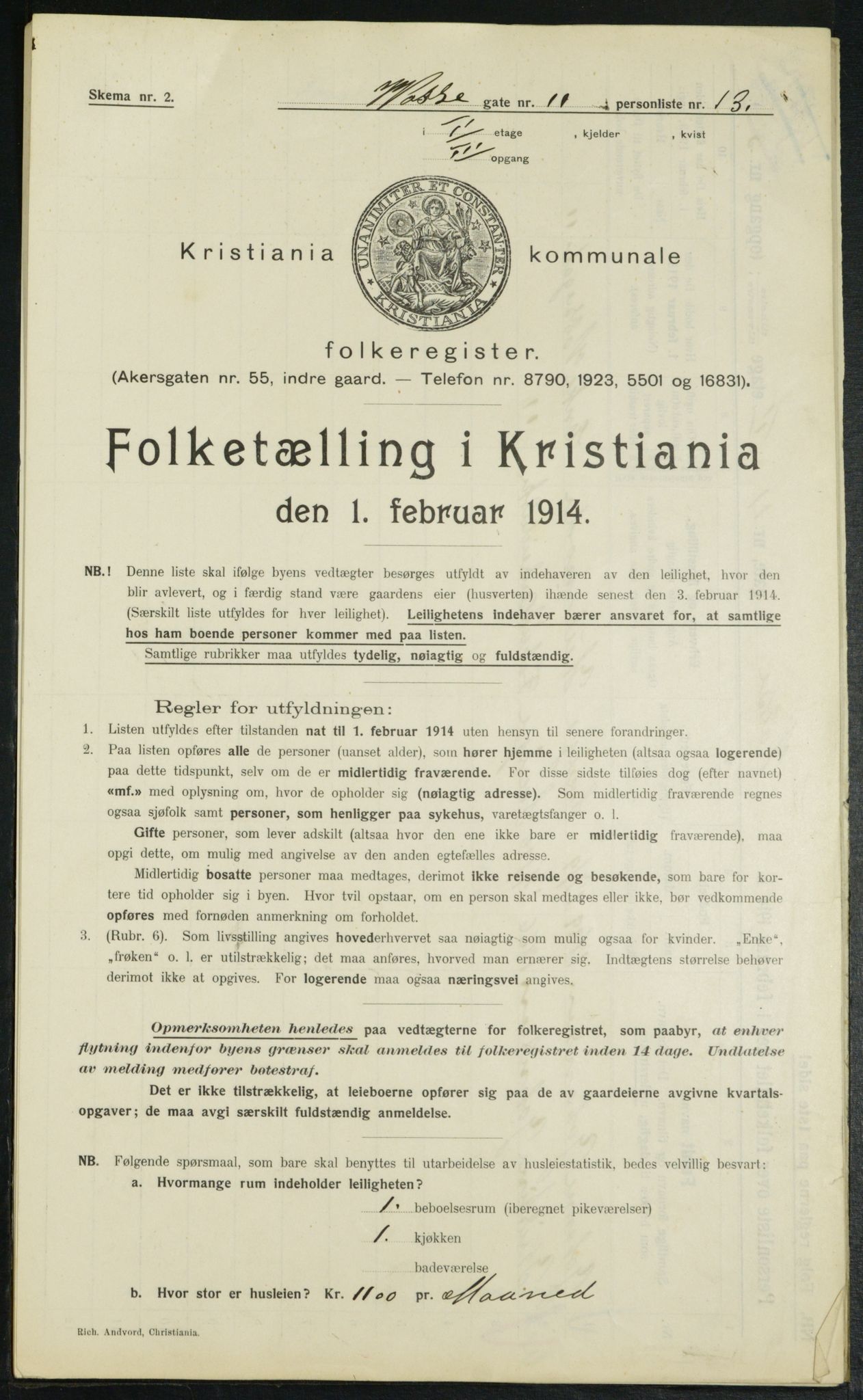 OBA, Municipal Census 1914 for Kristiania, 1914, p. 126468