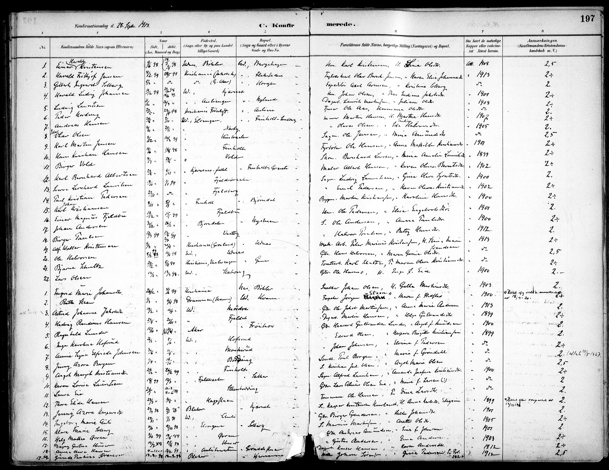 Nes prestekontor Kirkebøker, SAO/A-10410/F/Fc/L0002: Parish register (official) no. IIi 2, 1882-1916, p. 197