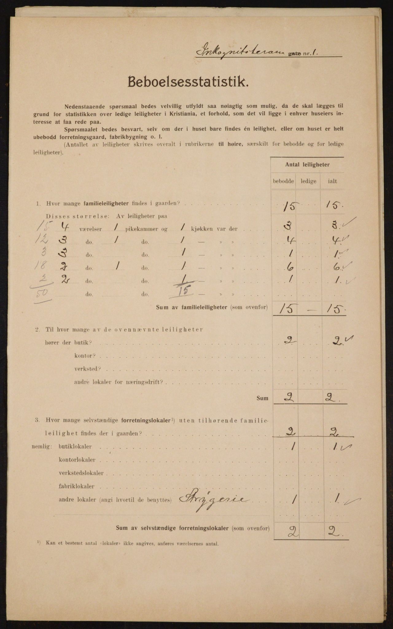 OBA, Municipal Census 1910 for Kristiania, 1910, p. 43336