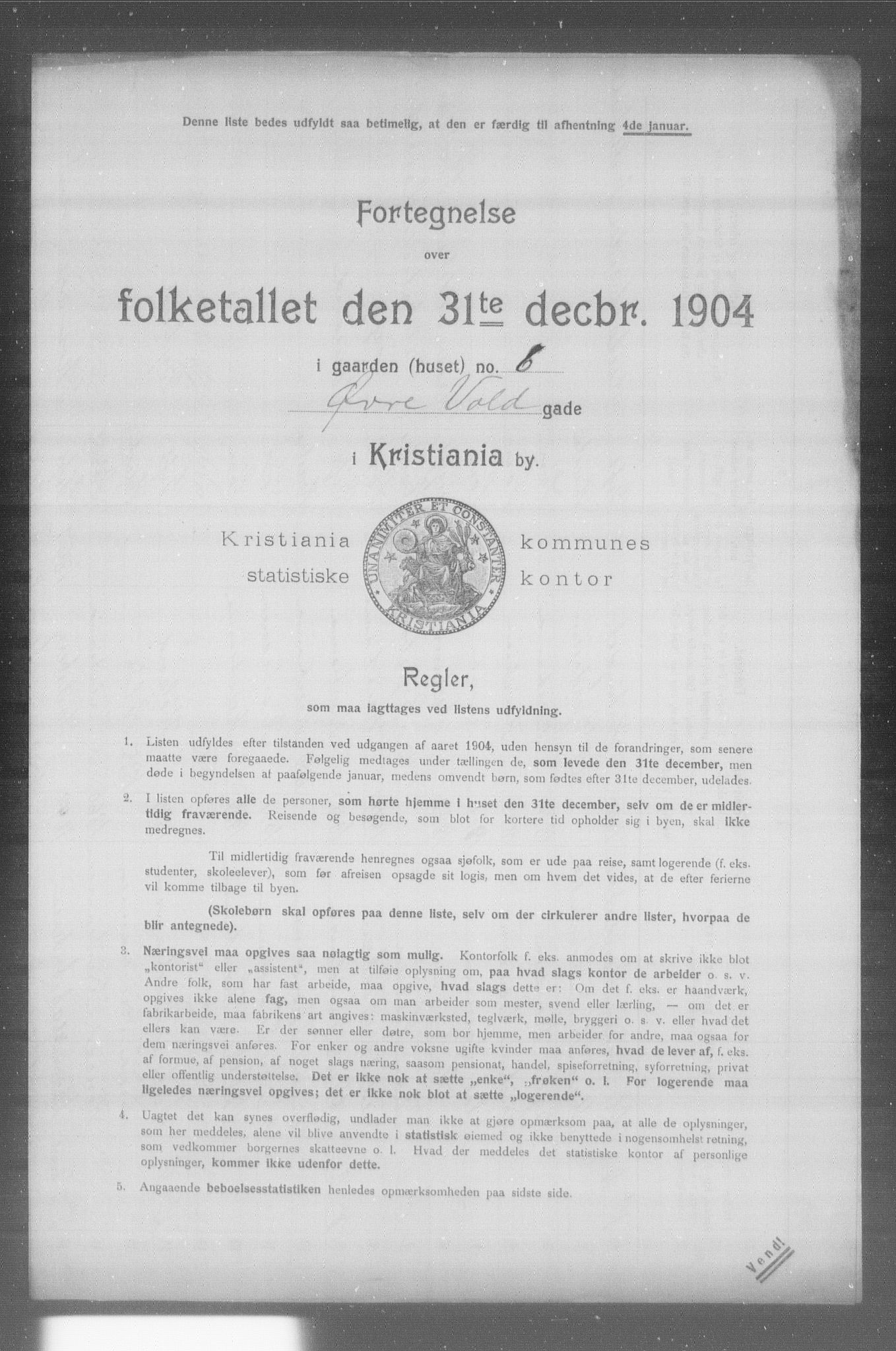 OBA, Municipal Census 1904 for Kristiania, 1904, p. 24391