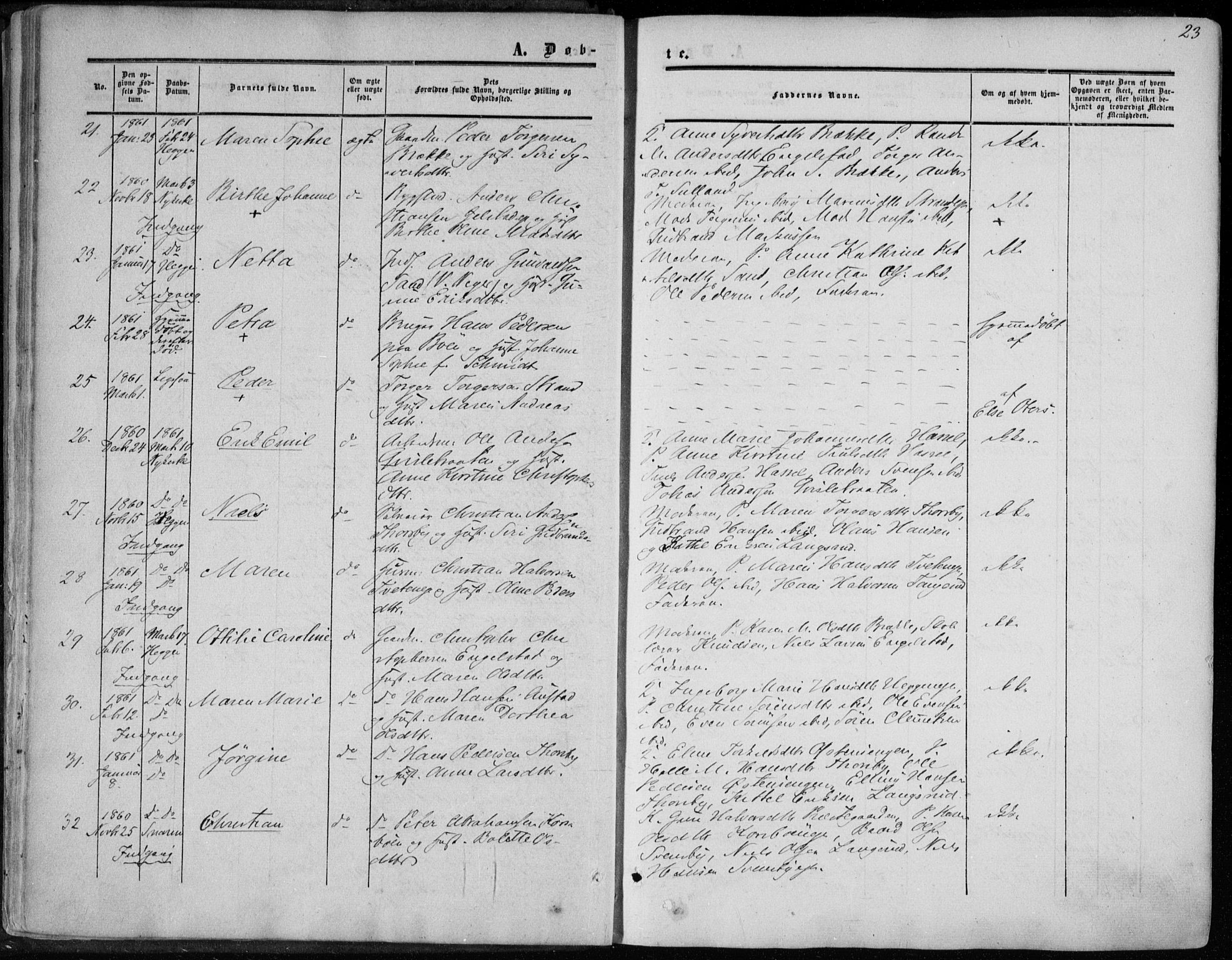 Modum kirkebøker, AV/SAKO-A-234/F/Fa/L0009: Parish register (official) no. 9, 1860-1864, p. 23