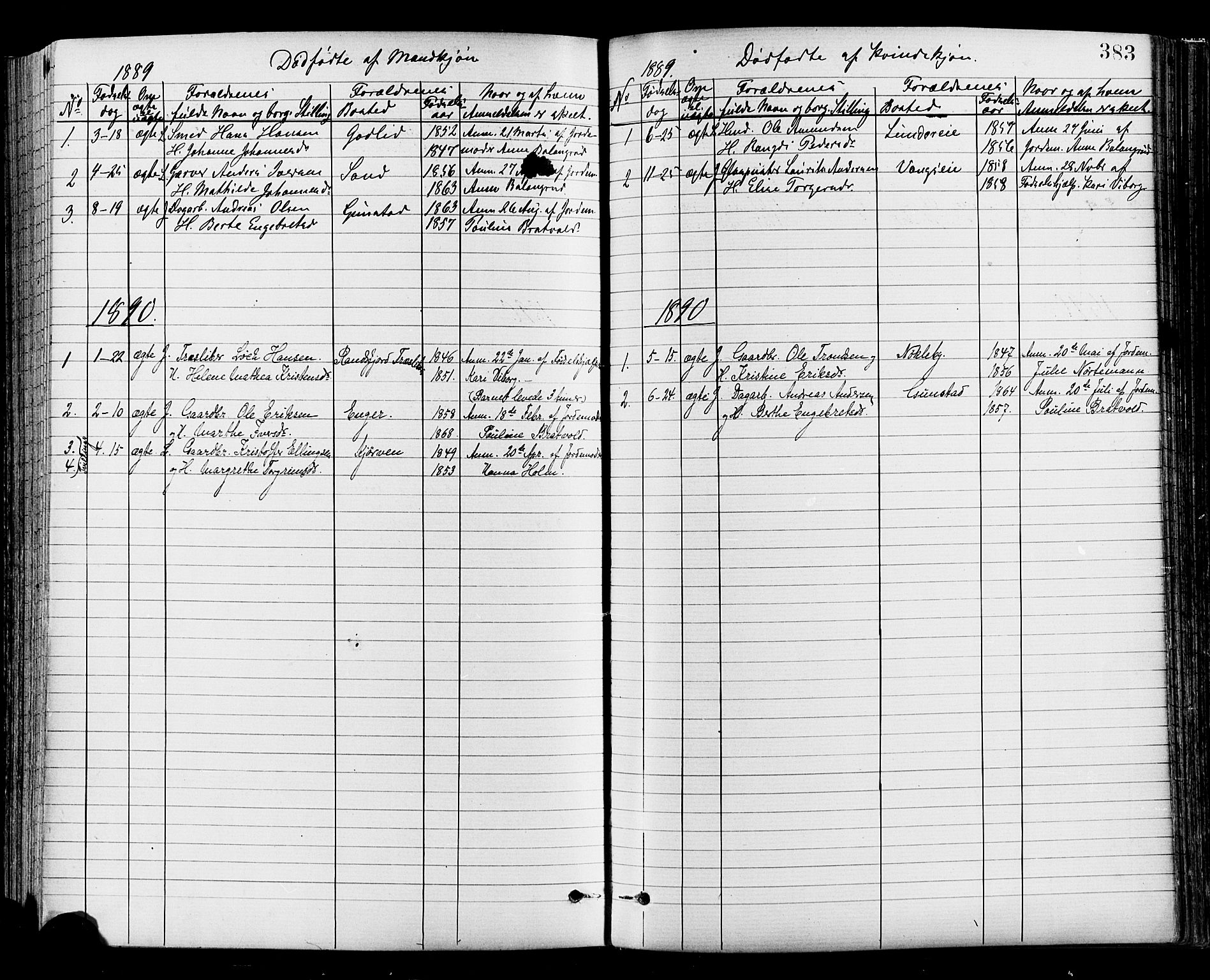 Jevnaker prestekontor, SAH/PREST-116/H/Ha/Haa/L0008: Parish register (official) no. 8, 1877-1890, p. 383