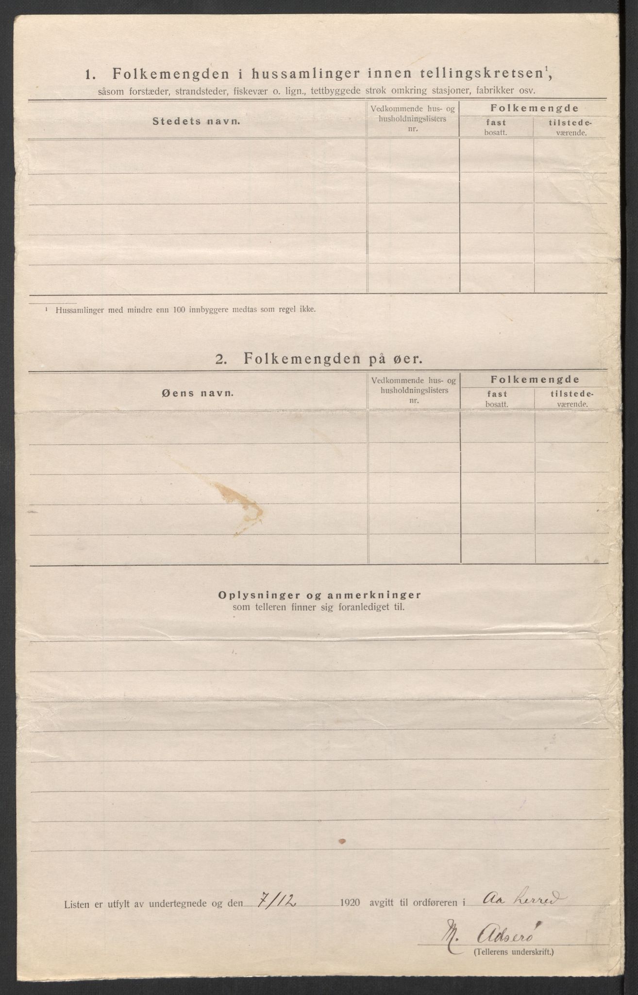 SAT, 1920 census for Å, 1920, p. 10