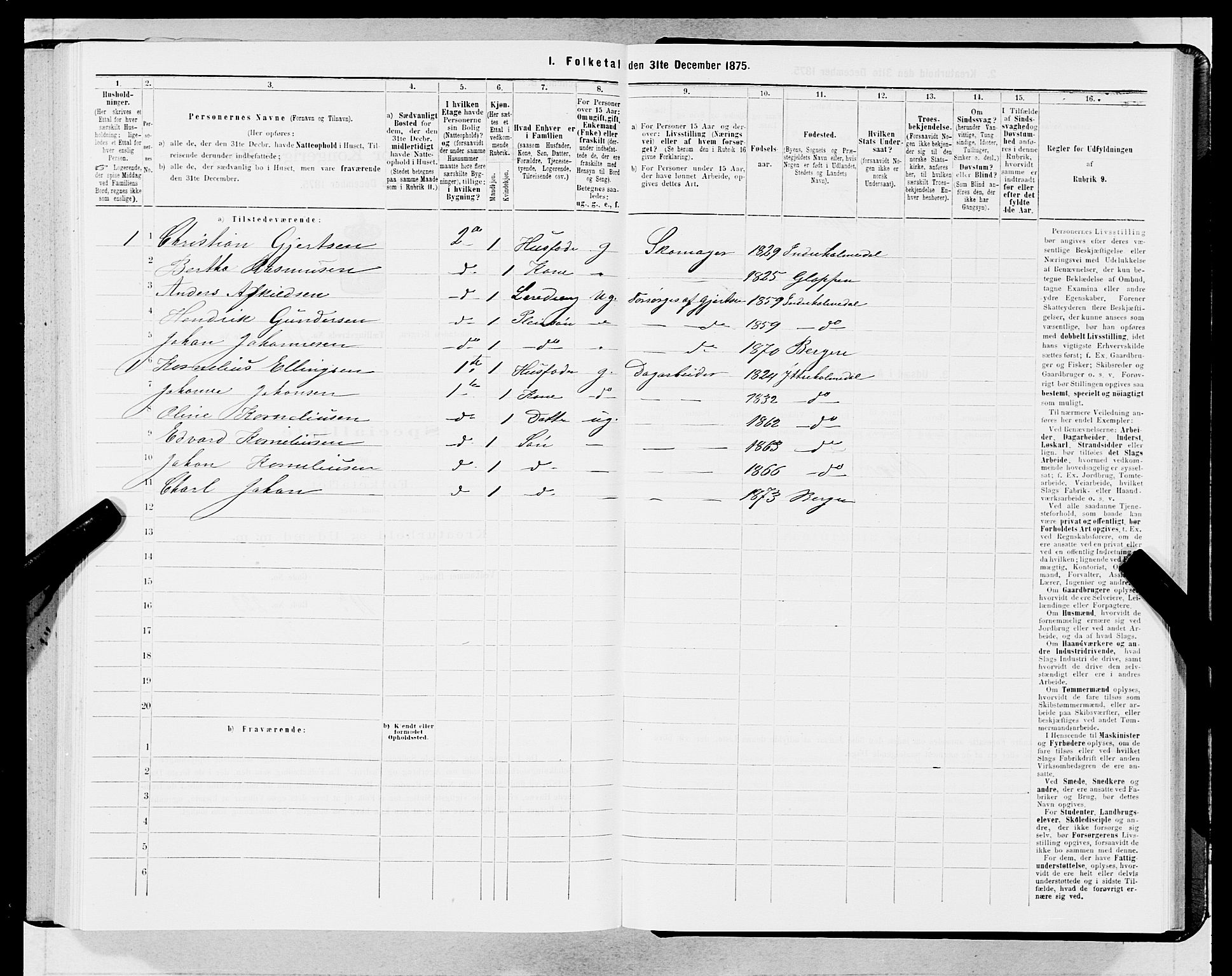 SAB, 1875 census for 1301 Bergen, 1875, p. 2833