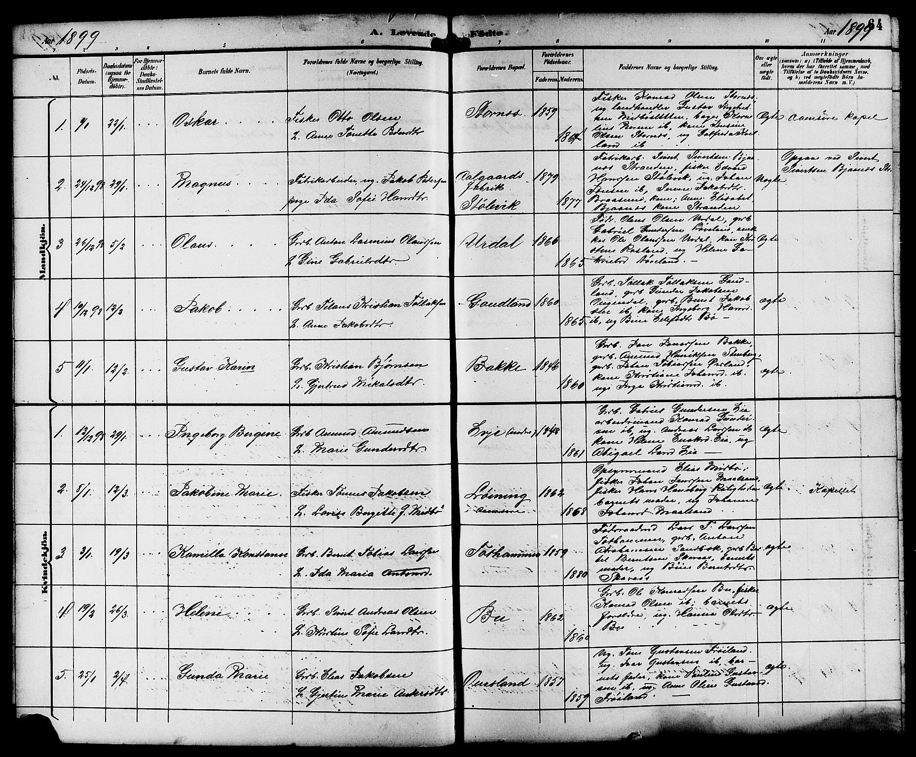 Sokndal sokneprestkontor, SAST/A-101808: Parish register (copy) no. B 6, 1892-1907, p. 64