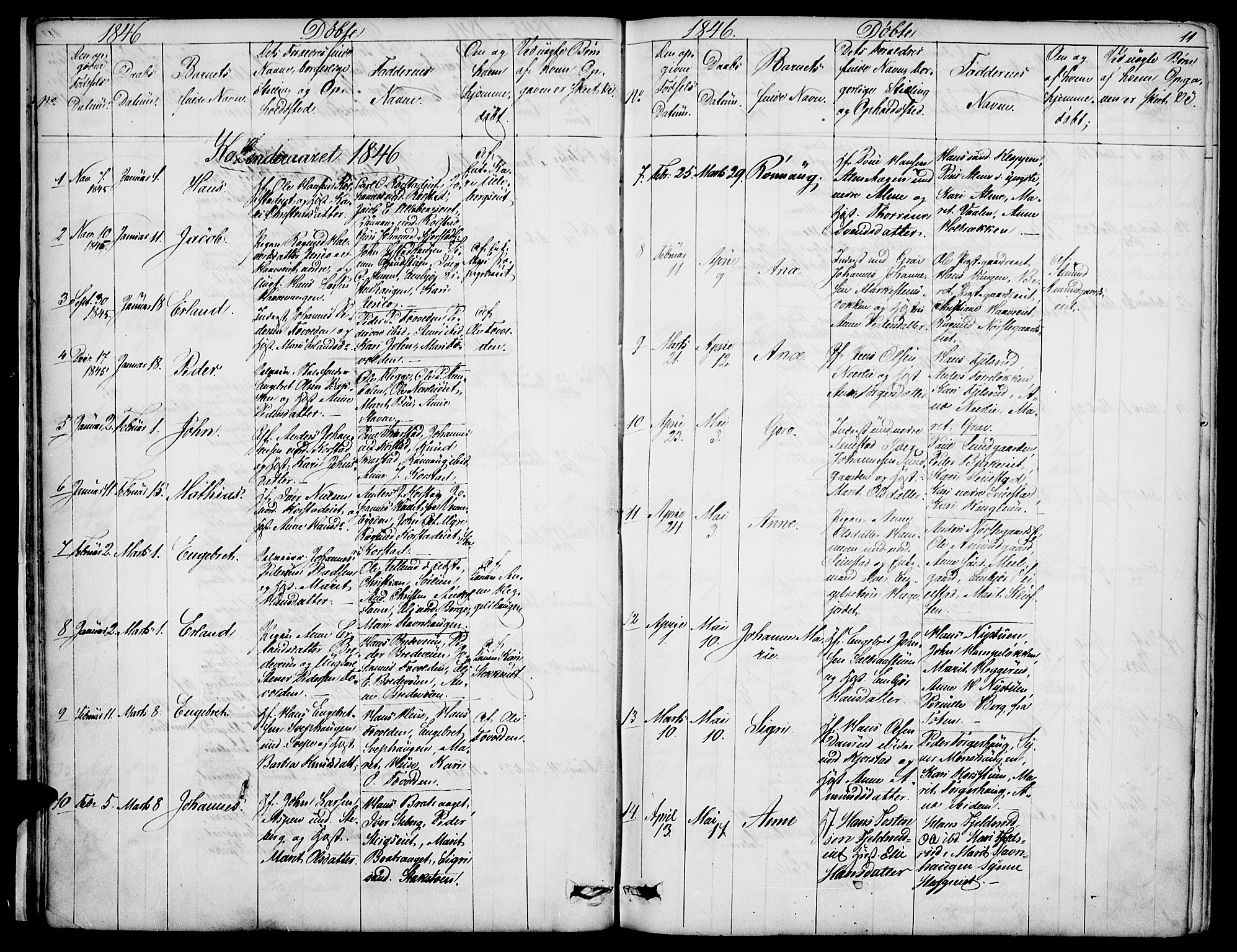 Sør-Fron prestekontor, AV/SAH-PREST-010/H/Ha/Hab/L0001: Parish register (copy) no. 1, 1844-1863, p. 11