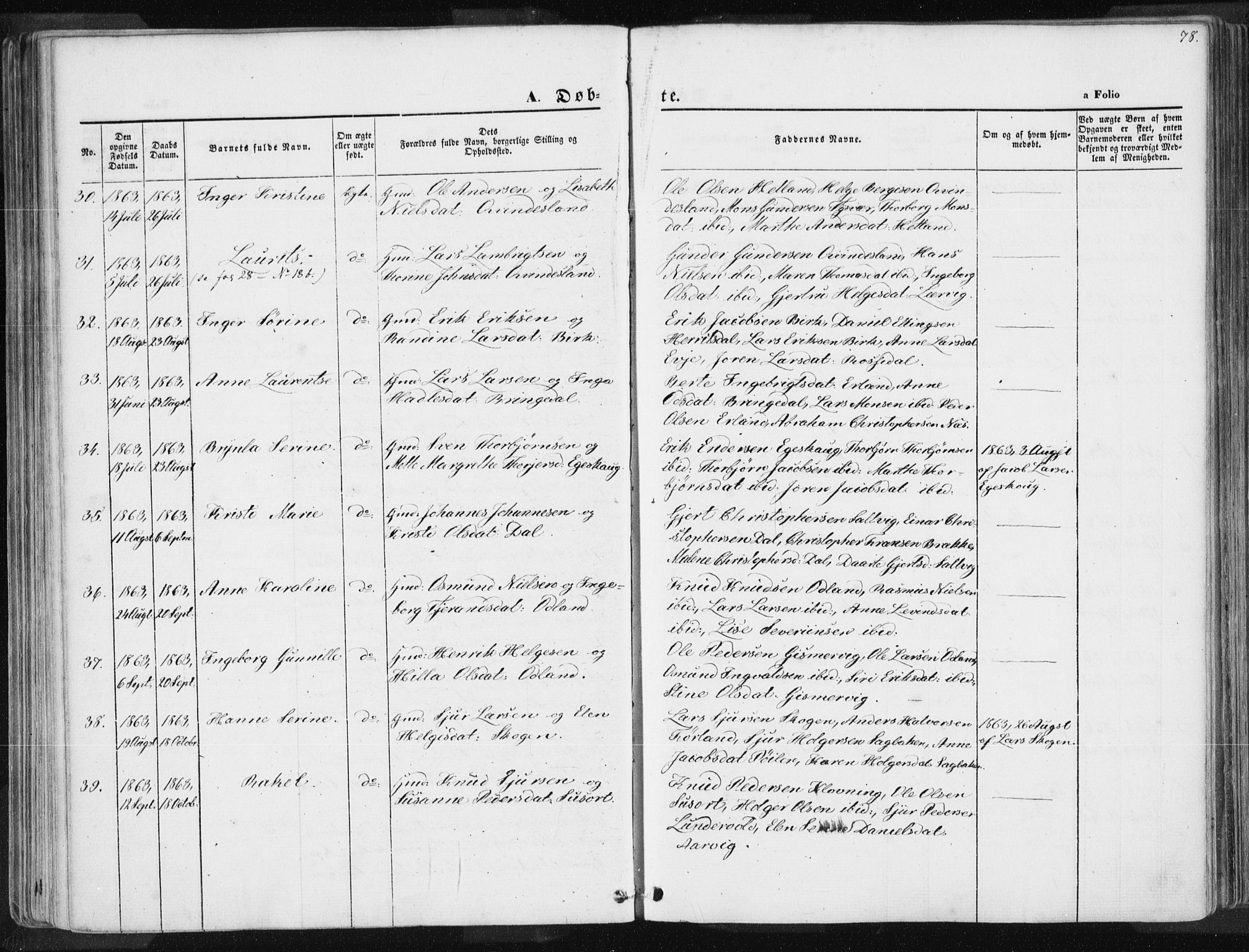 Tysvær sokneprestkontor, SAST/A -101864/H/Ha/Haa/L0003: Parish register (official) no. A 3, 1856-1865, p. 78