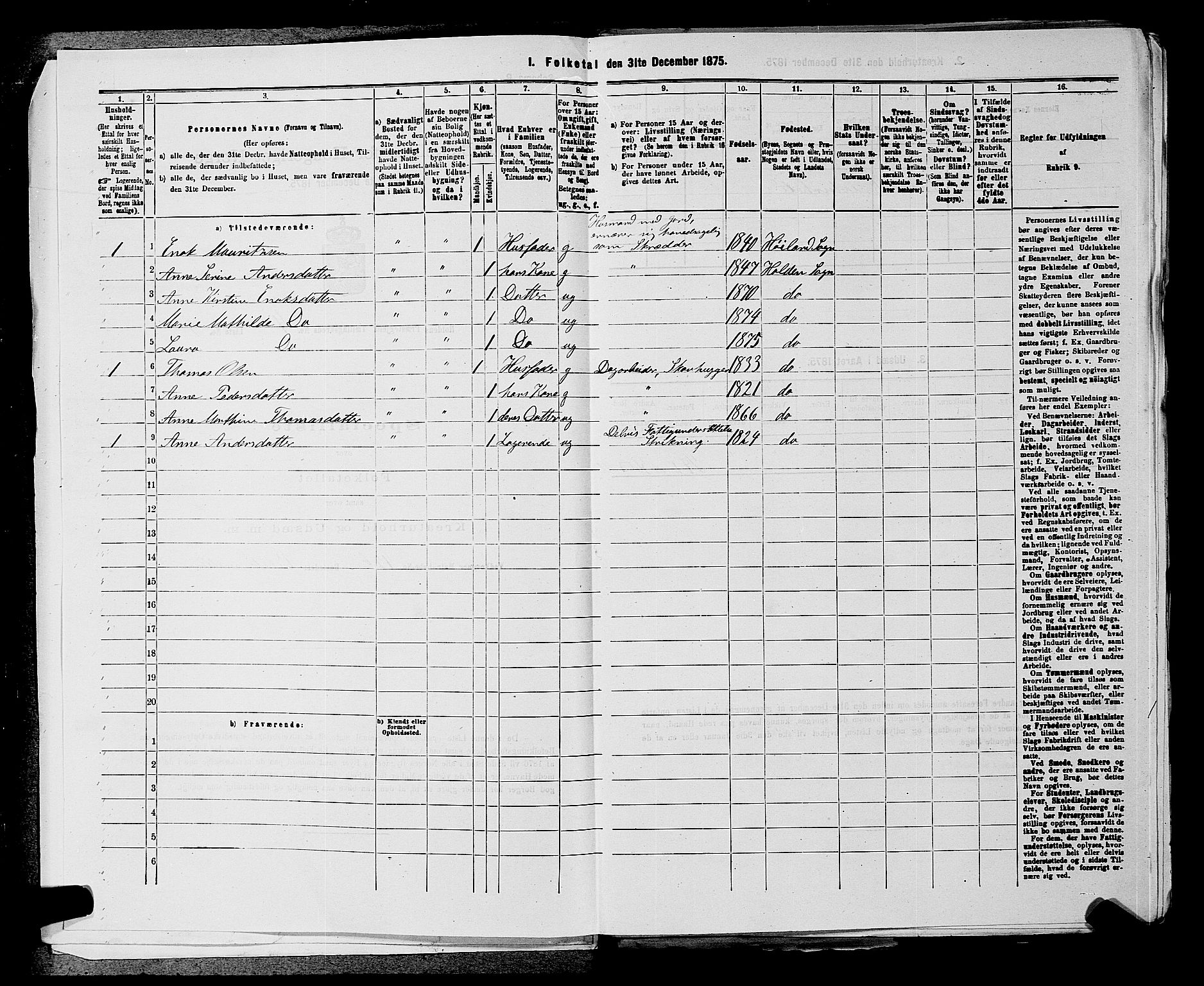 SAKO, 1875 census for 0819P Holla, 1875, p. 437