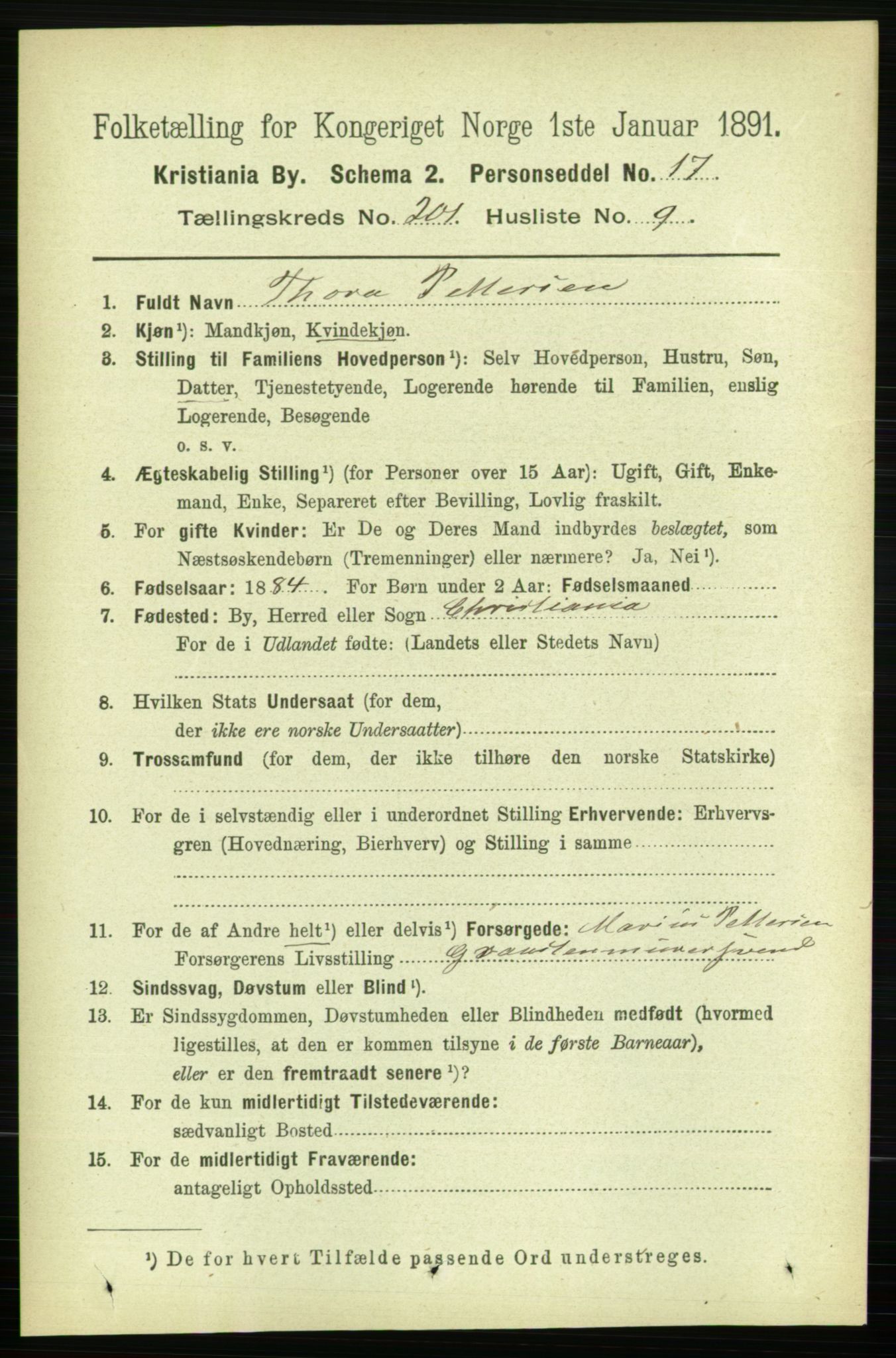 RA, 1891 census for 0301 Kristiania, 1891, p. 121051